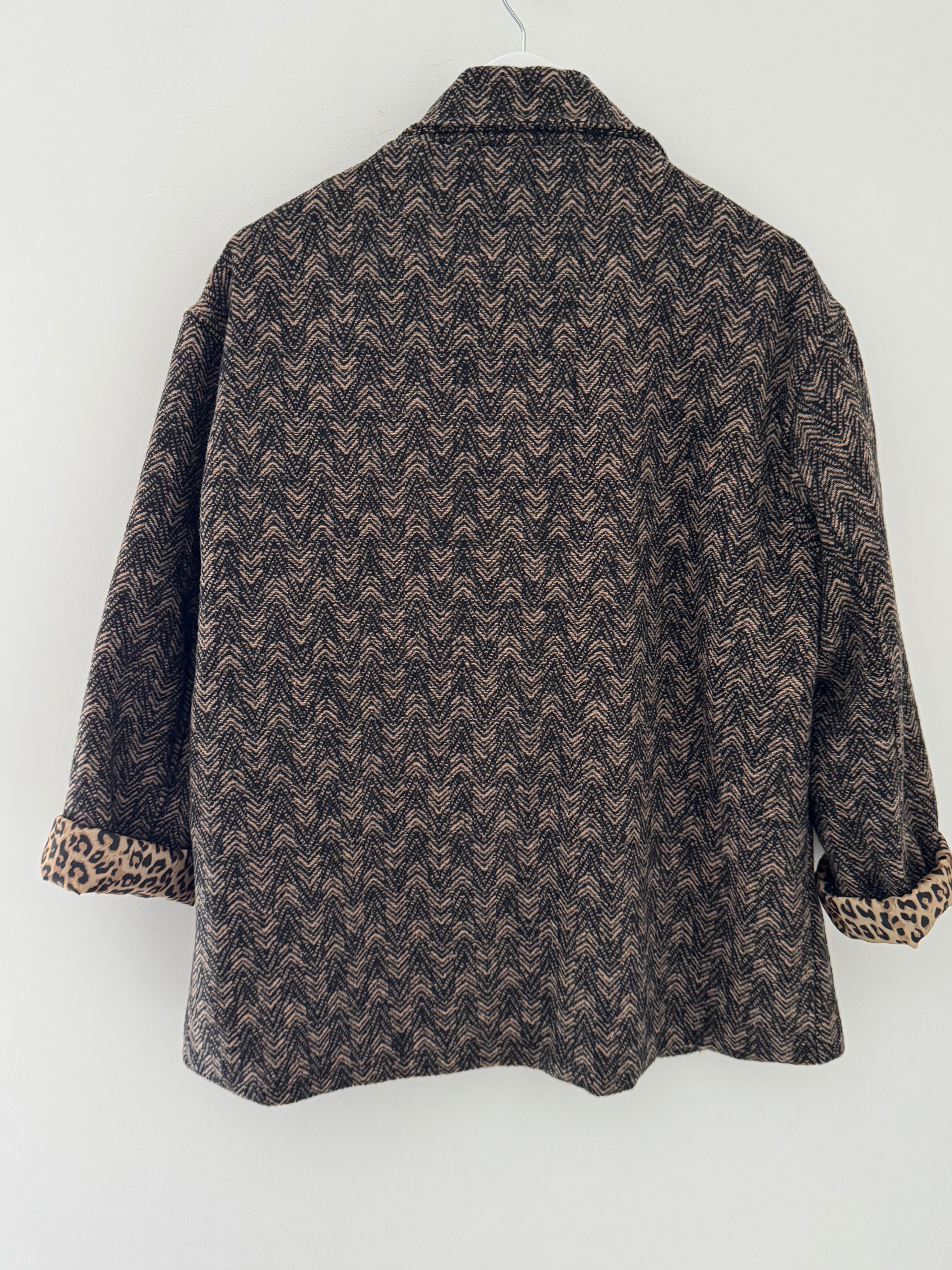 Tweed Boyfriend Jacket with Leopard Lining