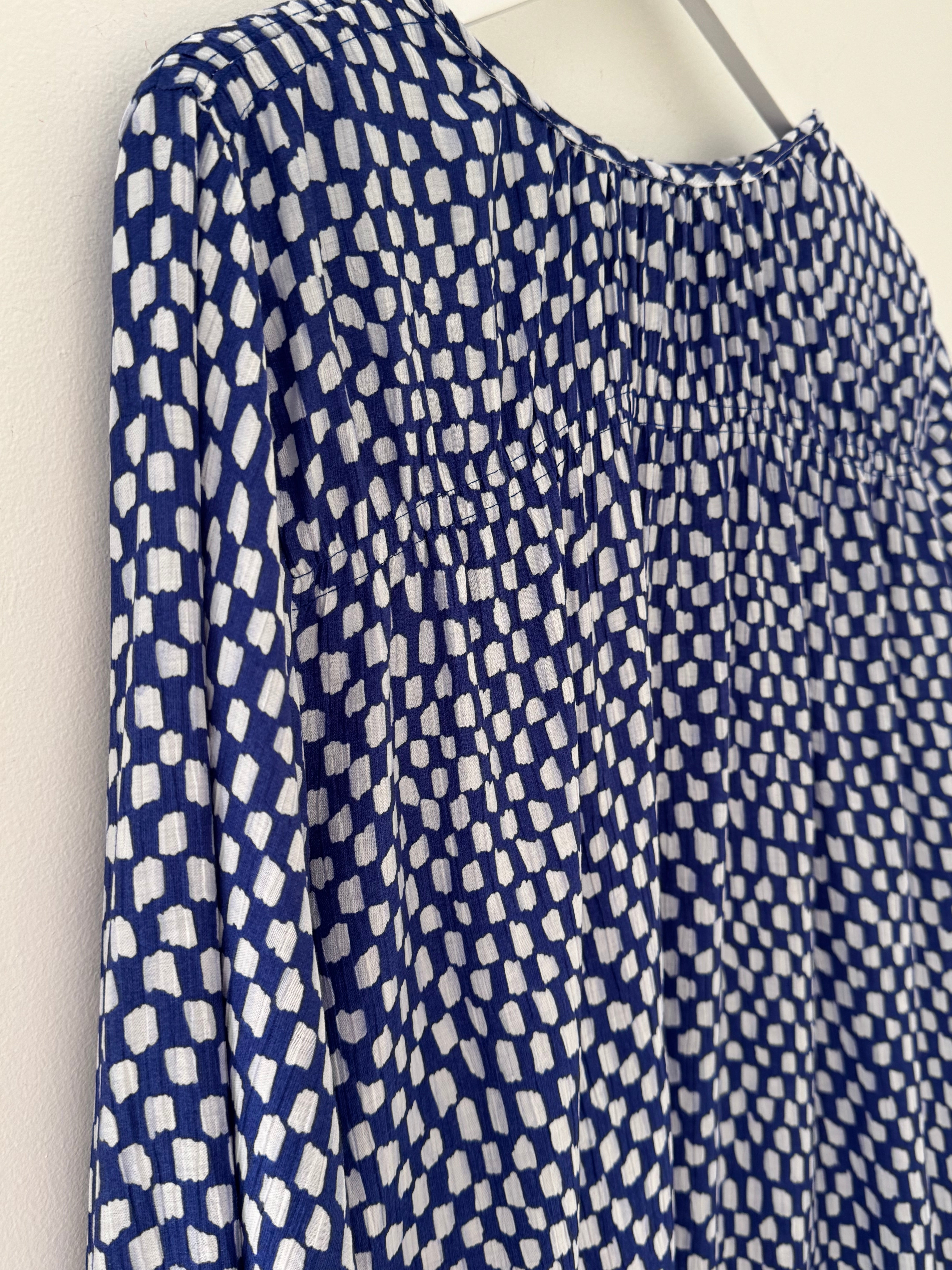 Checker Blouse in Blue & White