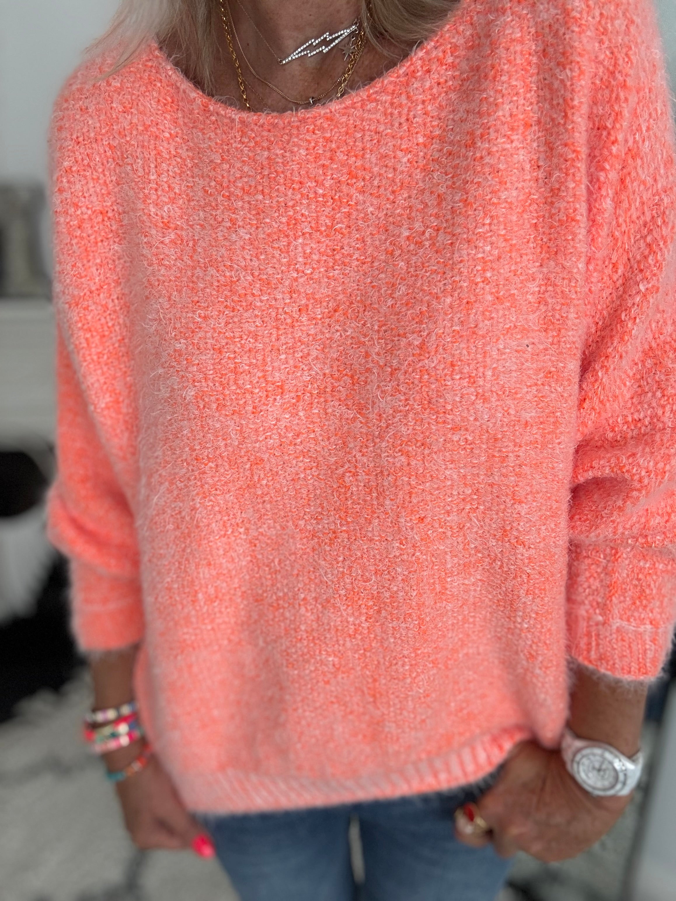 Luxe Fluffy Jumper in Orange Sherbert