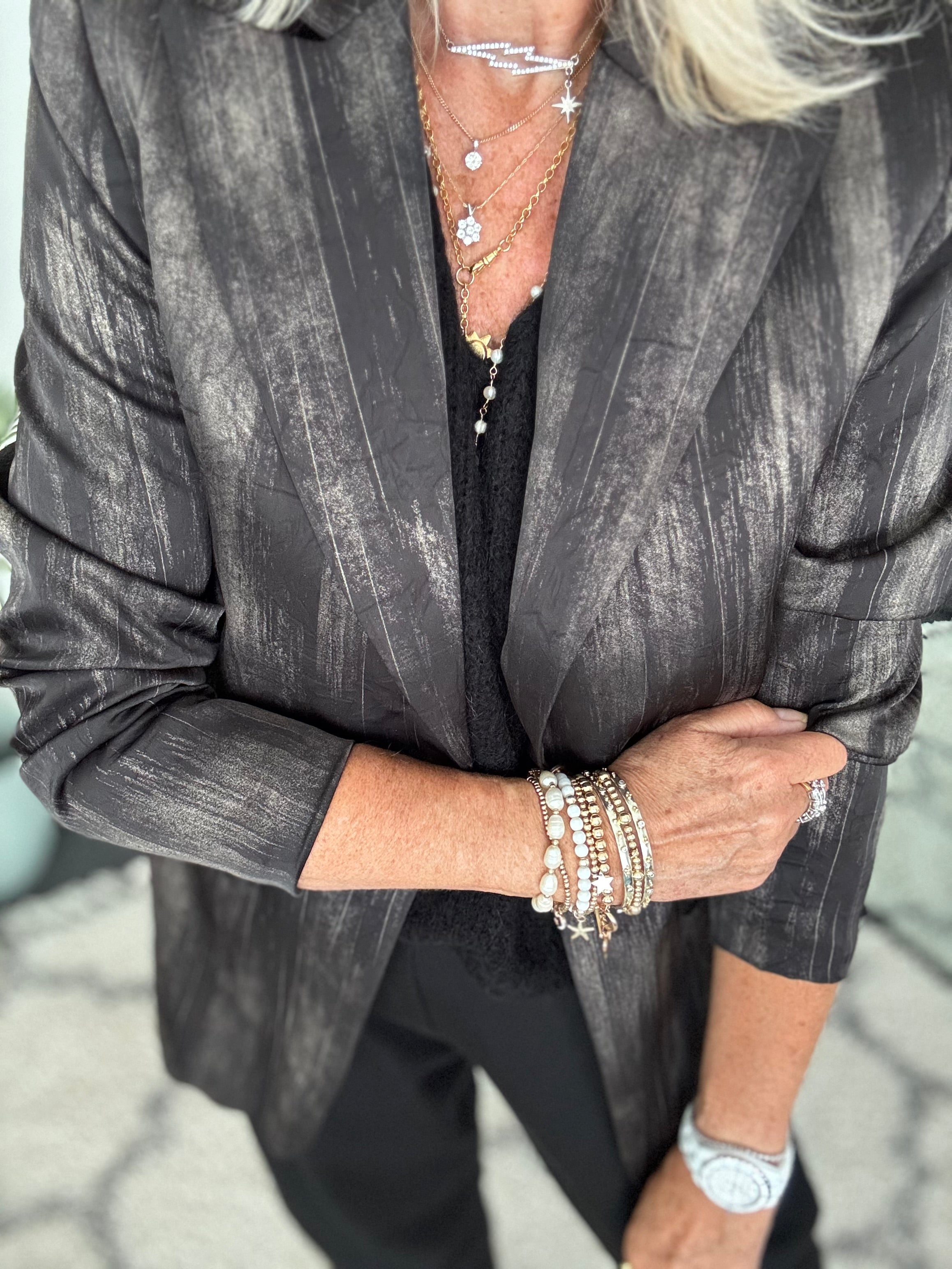 Silky Blazer in Black Brushstroke