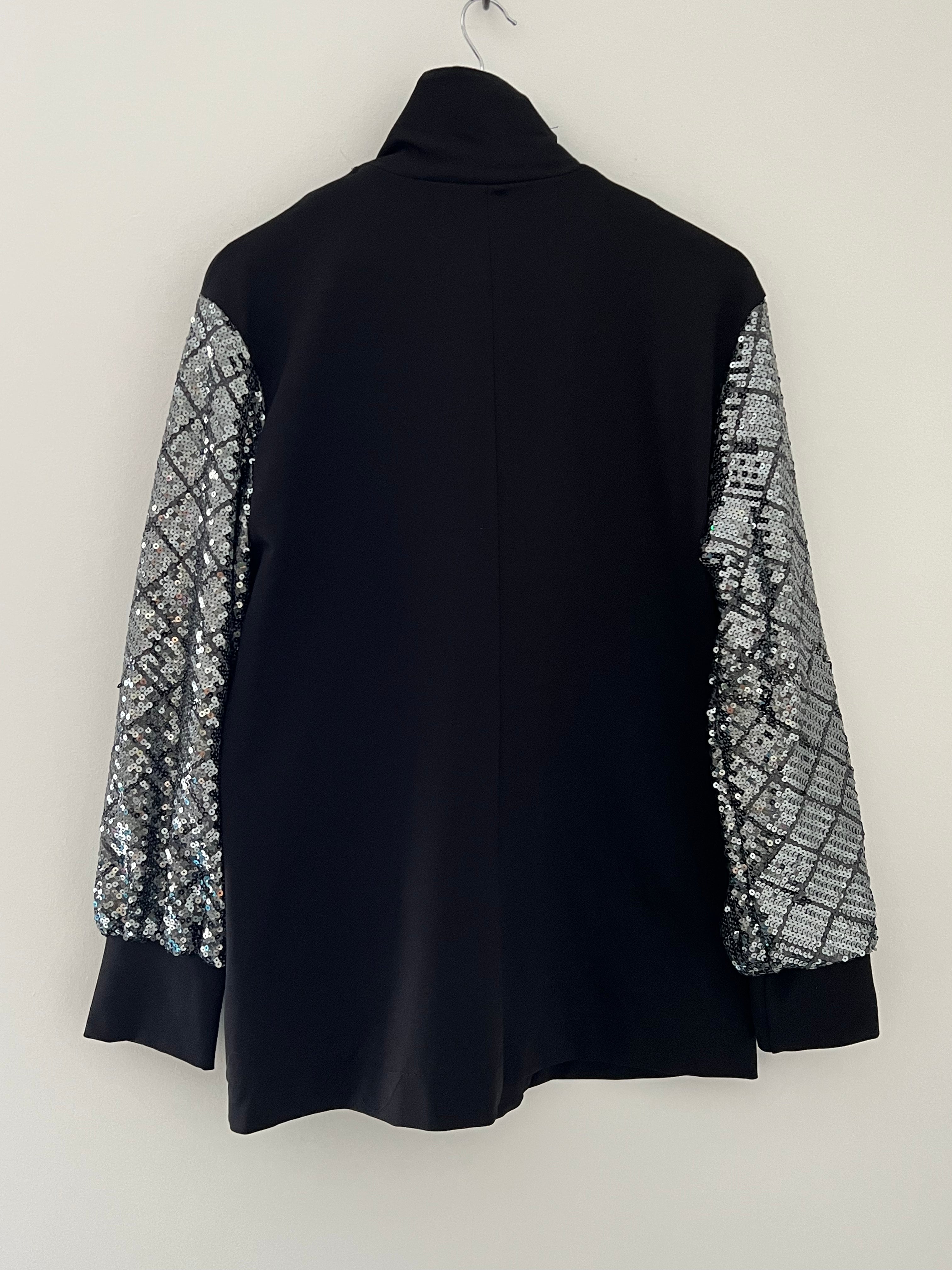 Sequin Blazer Jacket in Black & Silver