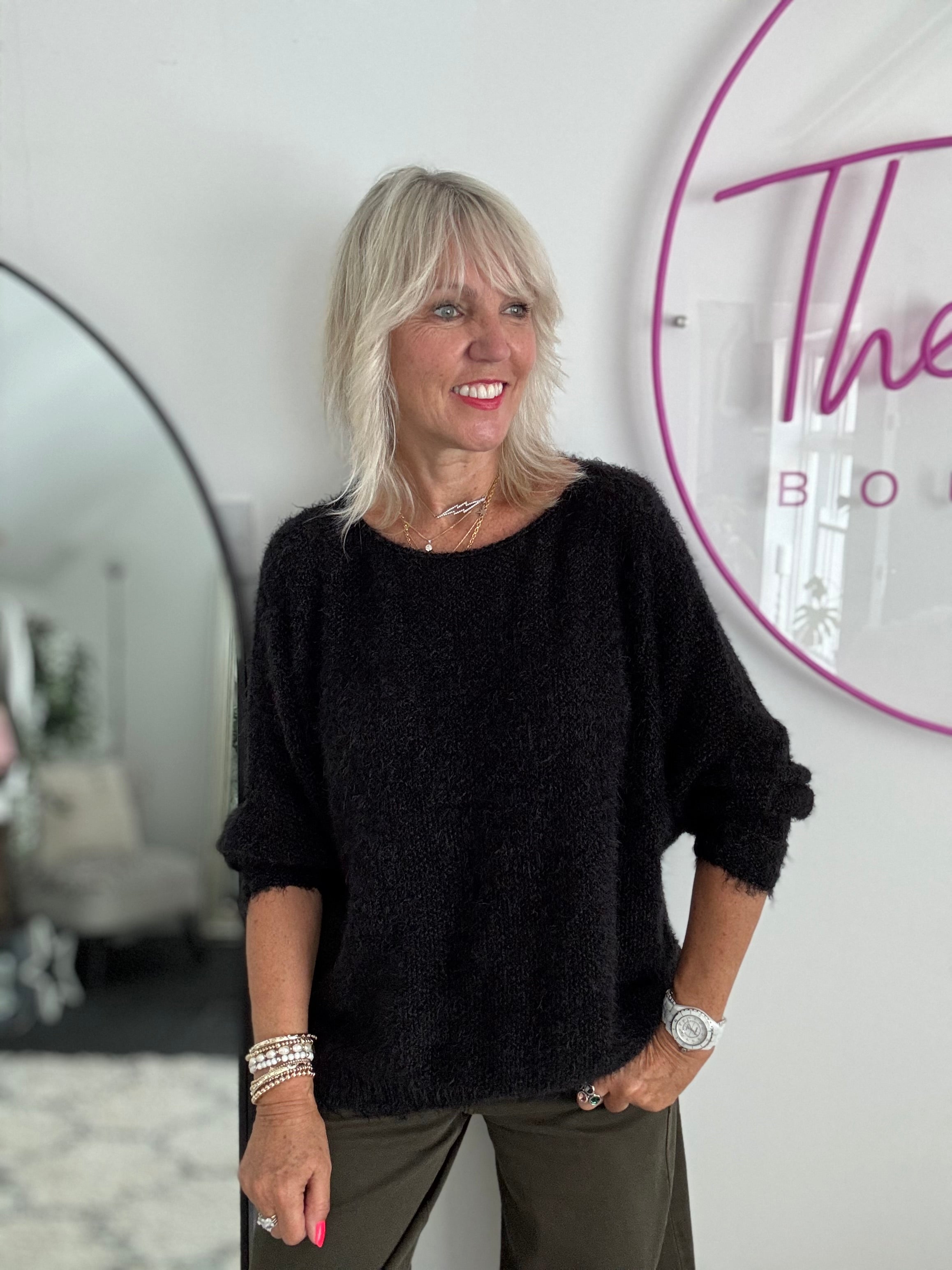 Luxe Fluffy Jumper in Black
