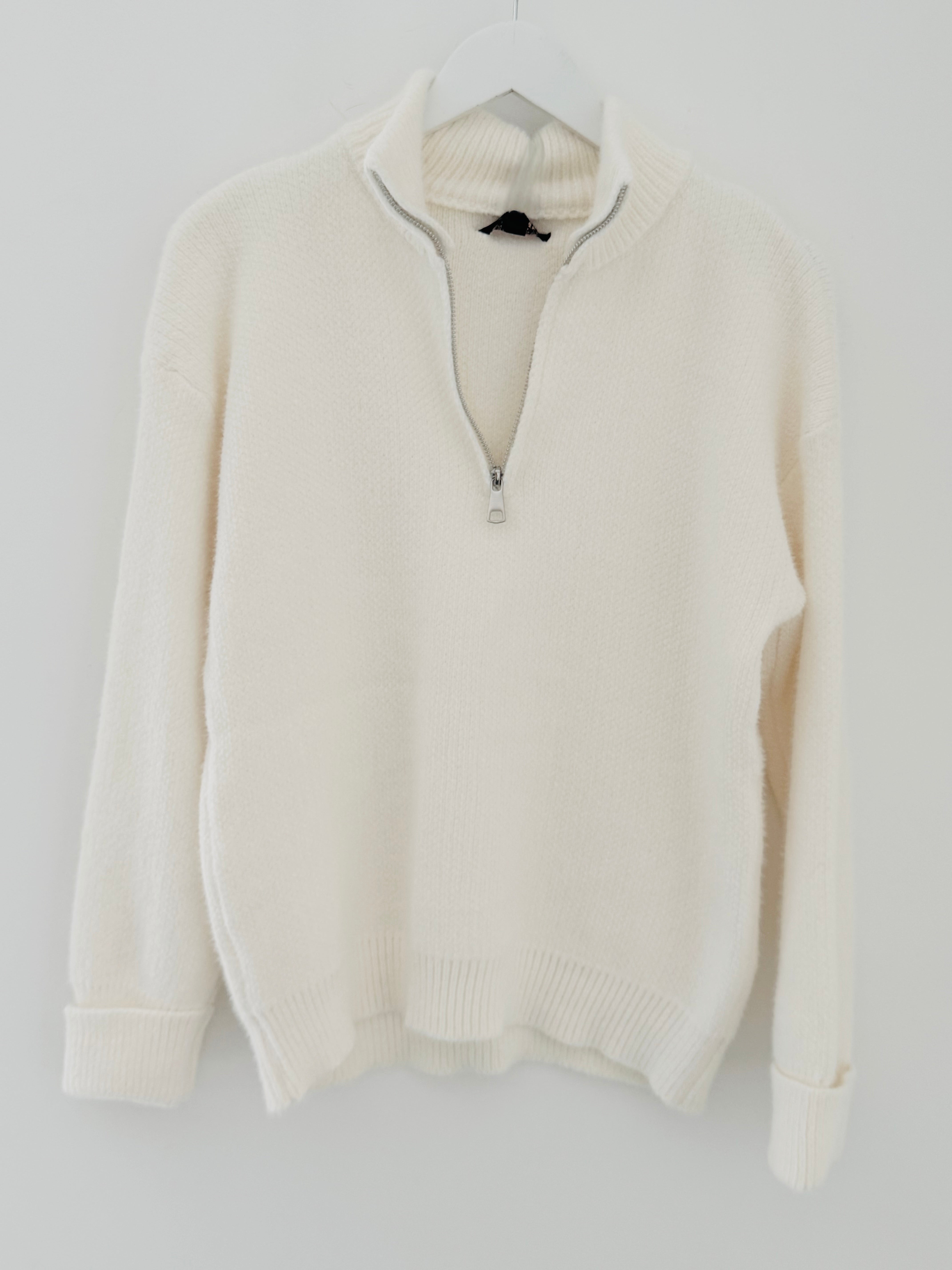 Softie Quarter Zip Knit in Ivory