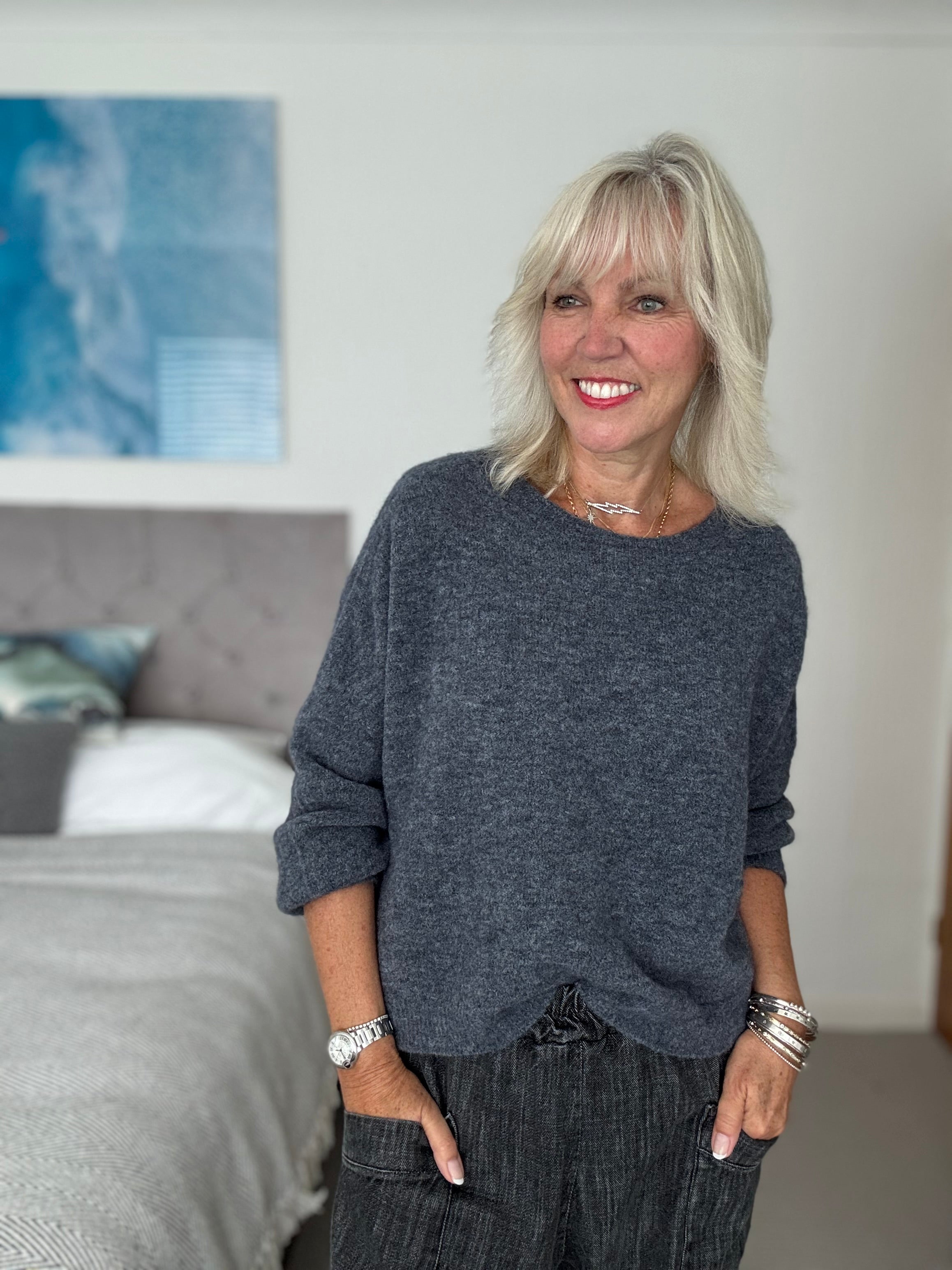 Luxe Slouchy Alpaca Jumper in Charcoal