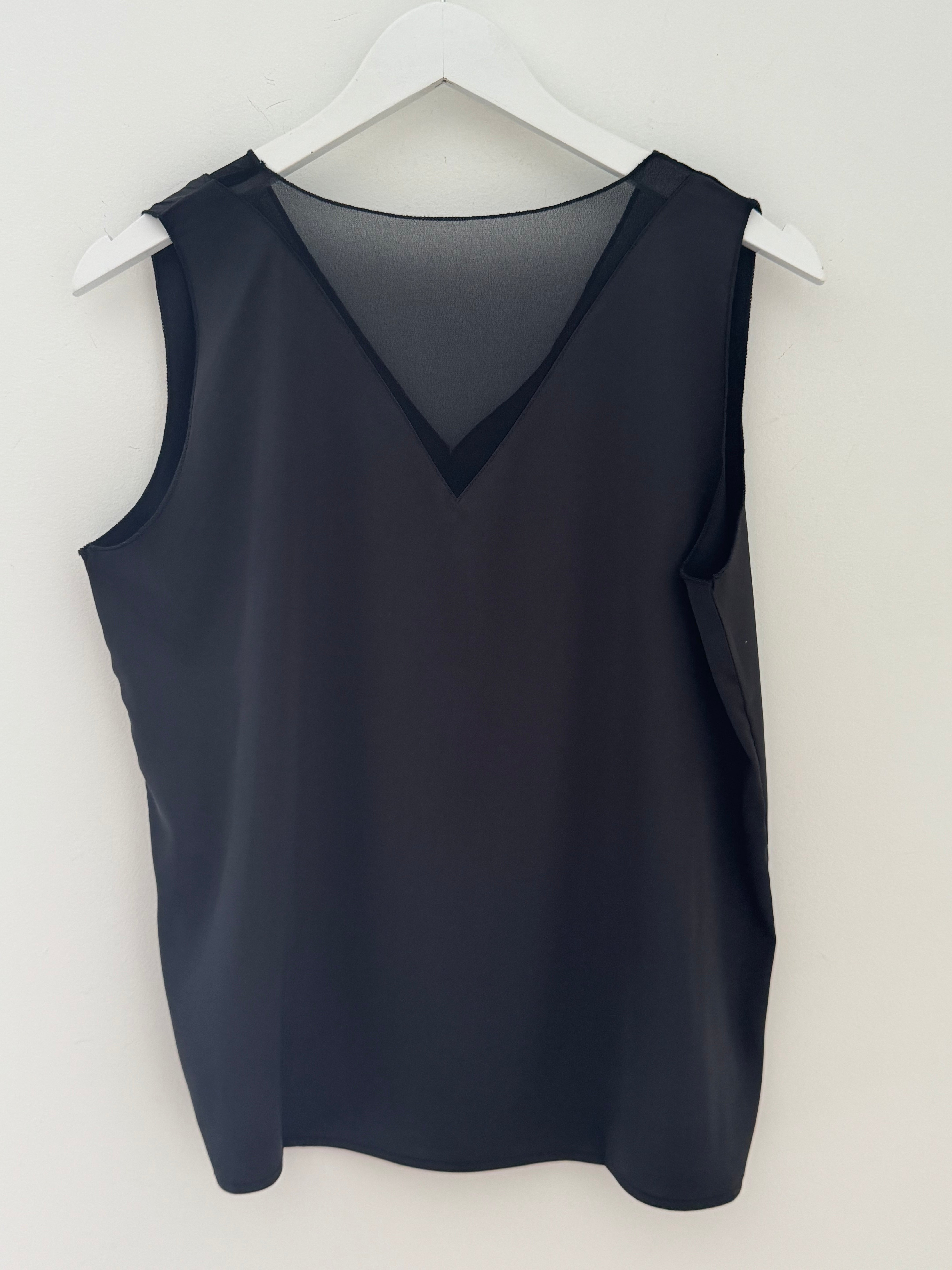 Silky V Neck Vest in Black