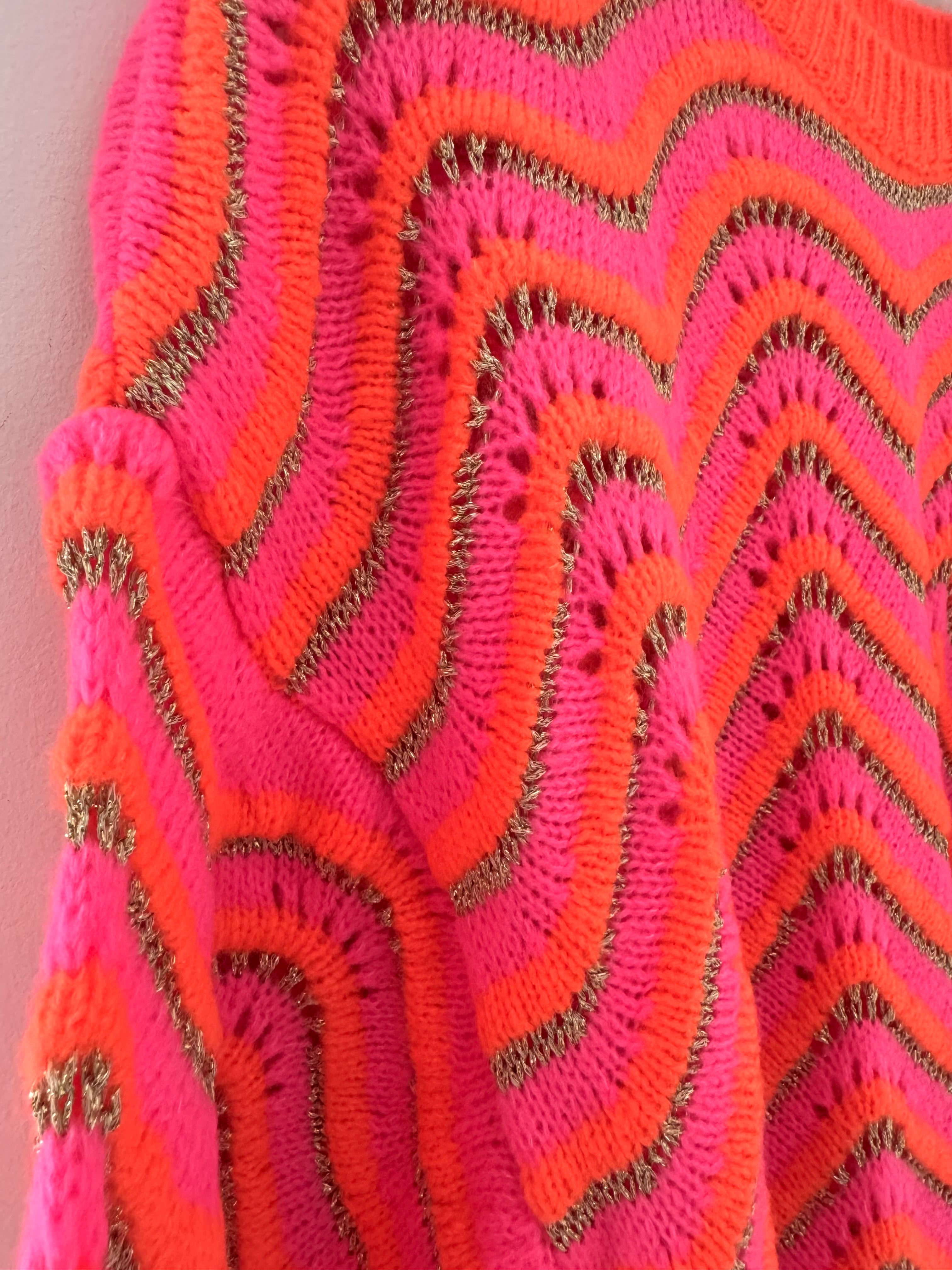 Luxe Short Sleeve Pink & Orange Neon Knit