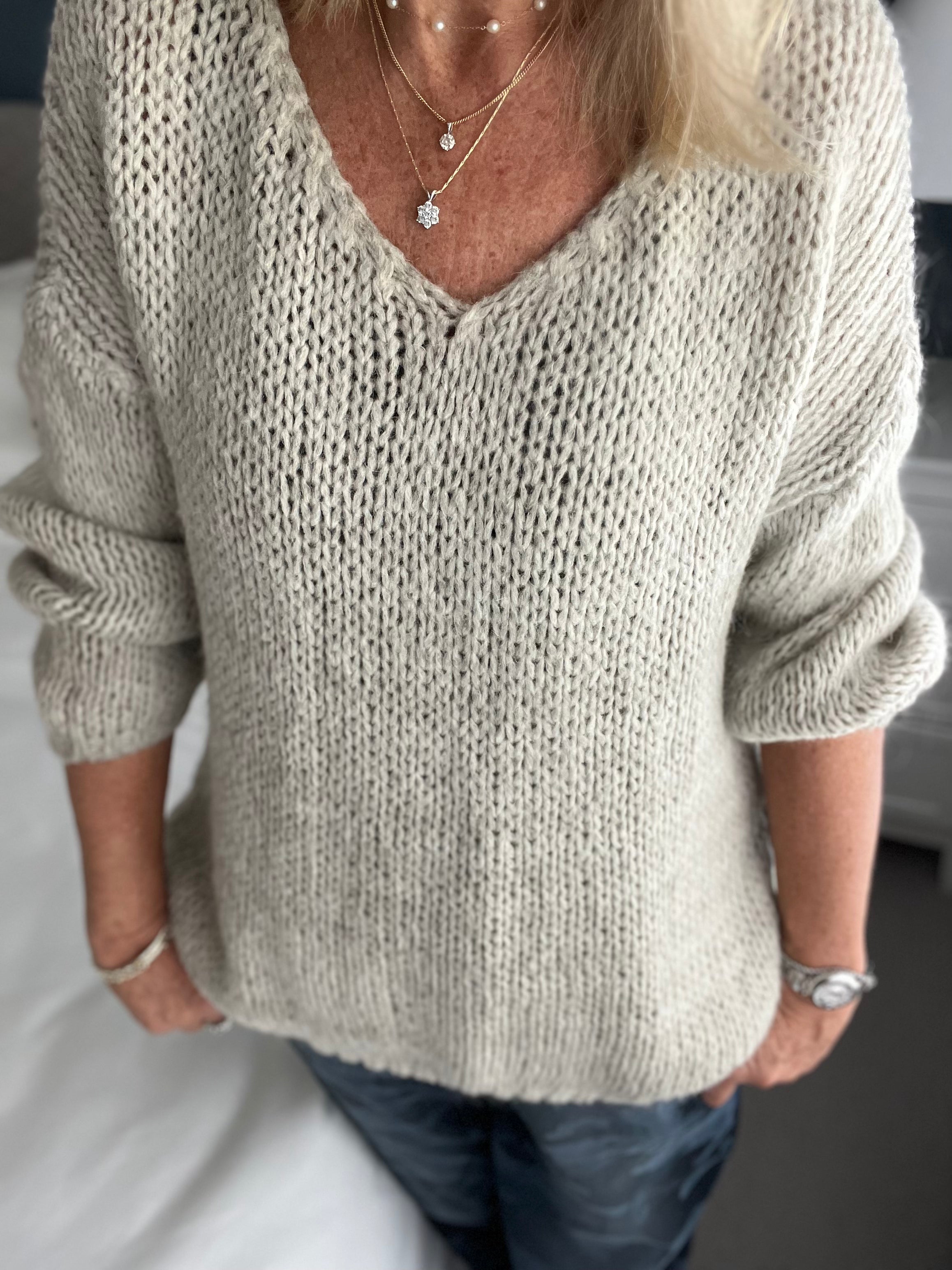 Cosy Vintage Wash Jumper in Stone