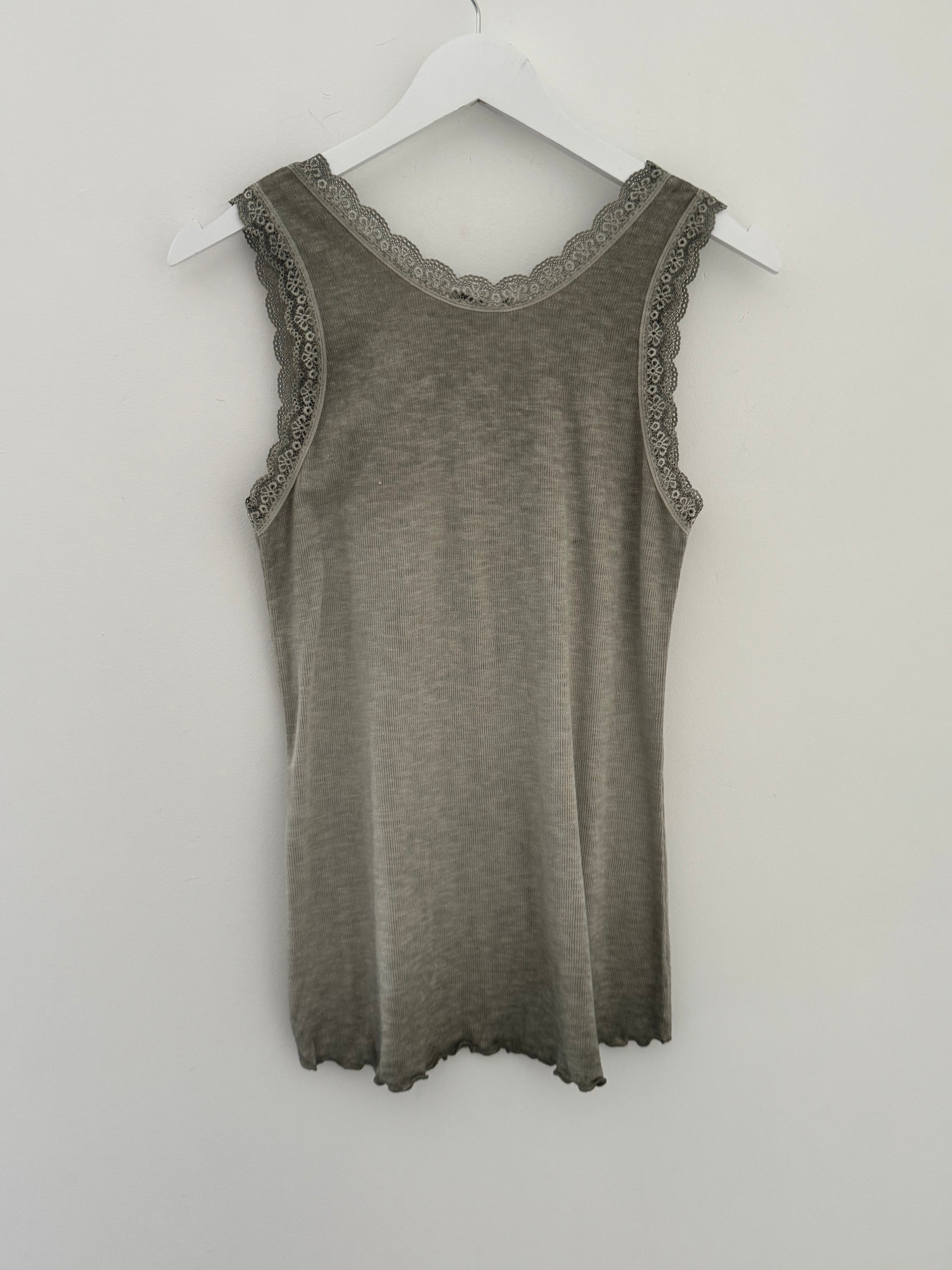 Luxe Ribbed Vest in Khaki