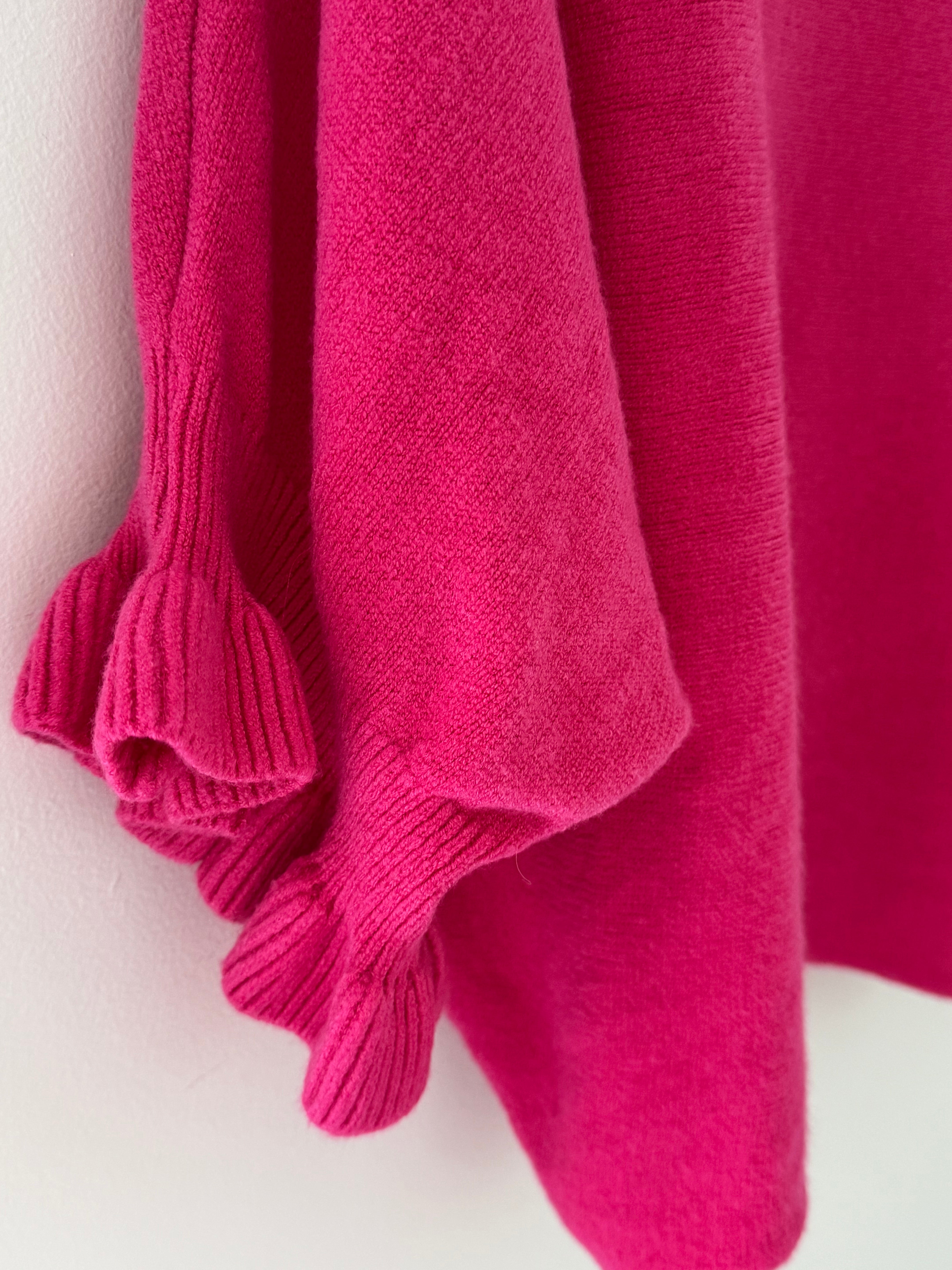 Super Soft Frill Cuff Jumper in Fuchsia
