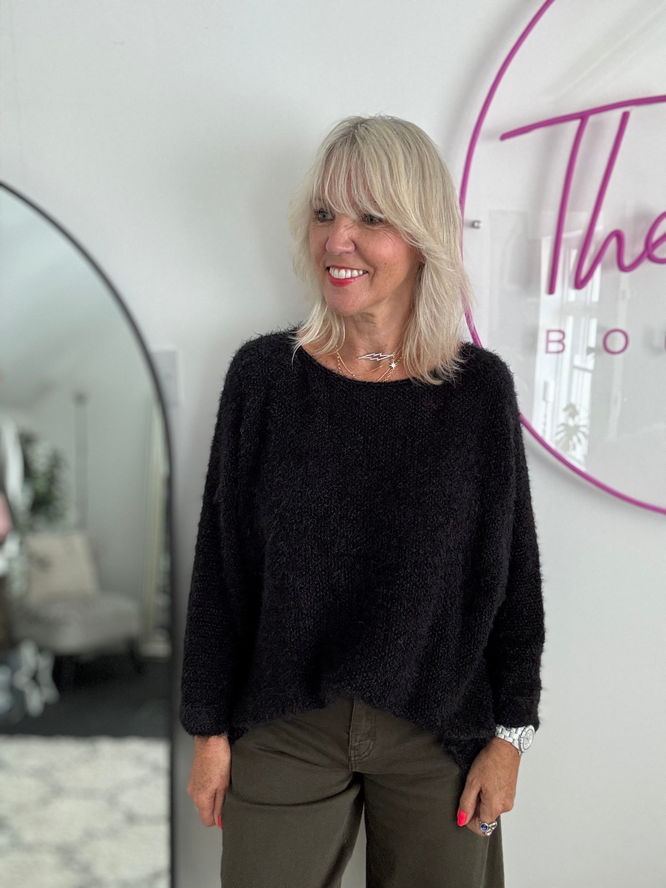 Luxe Fluffy Jumper in Black