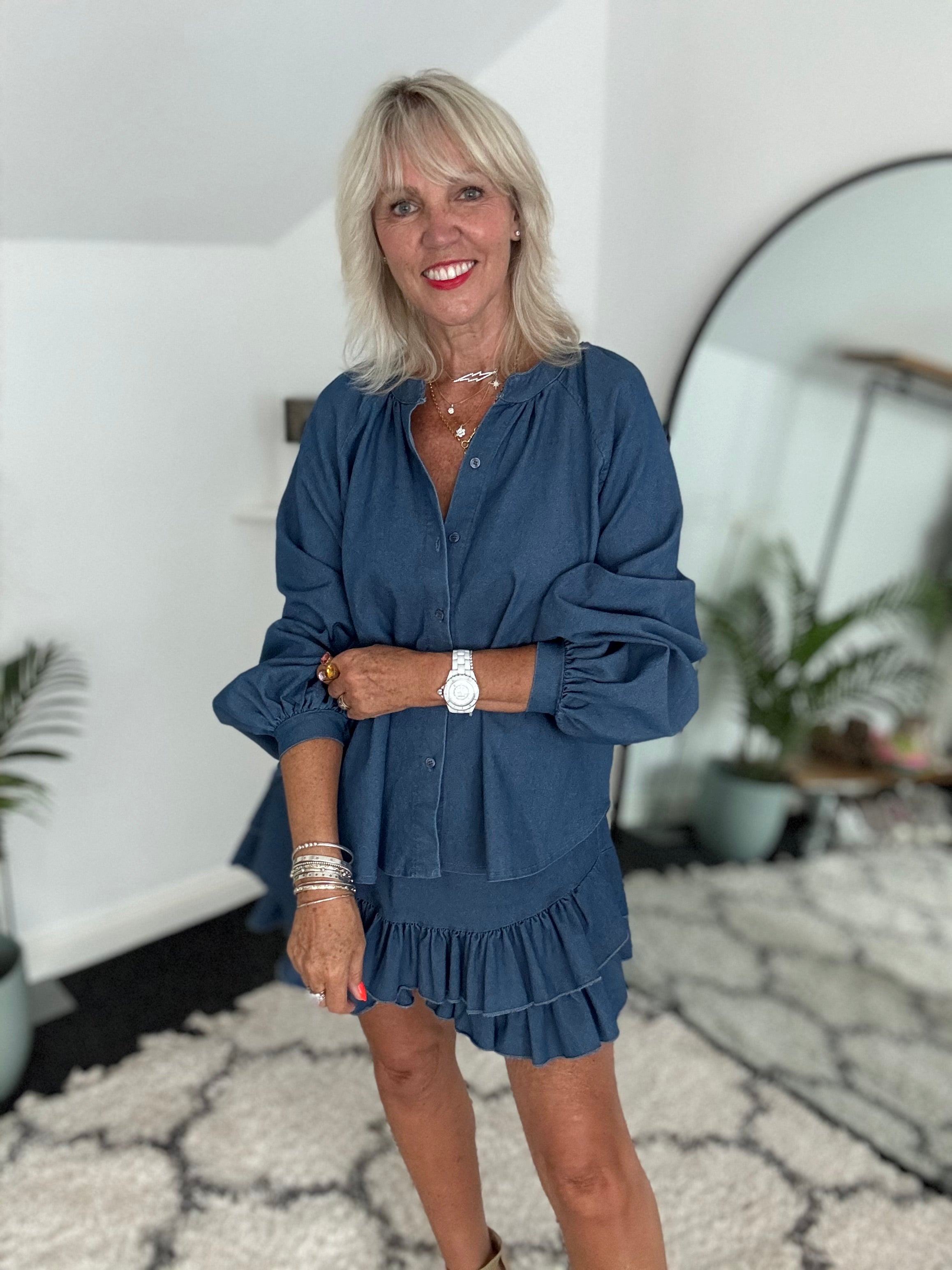 Relaxed Denim Shirt & Matching Rara