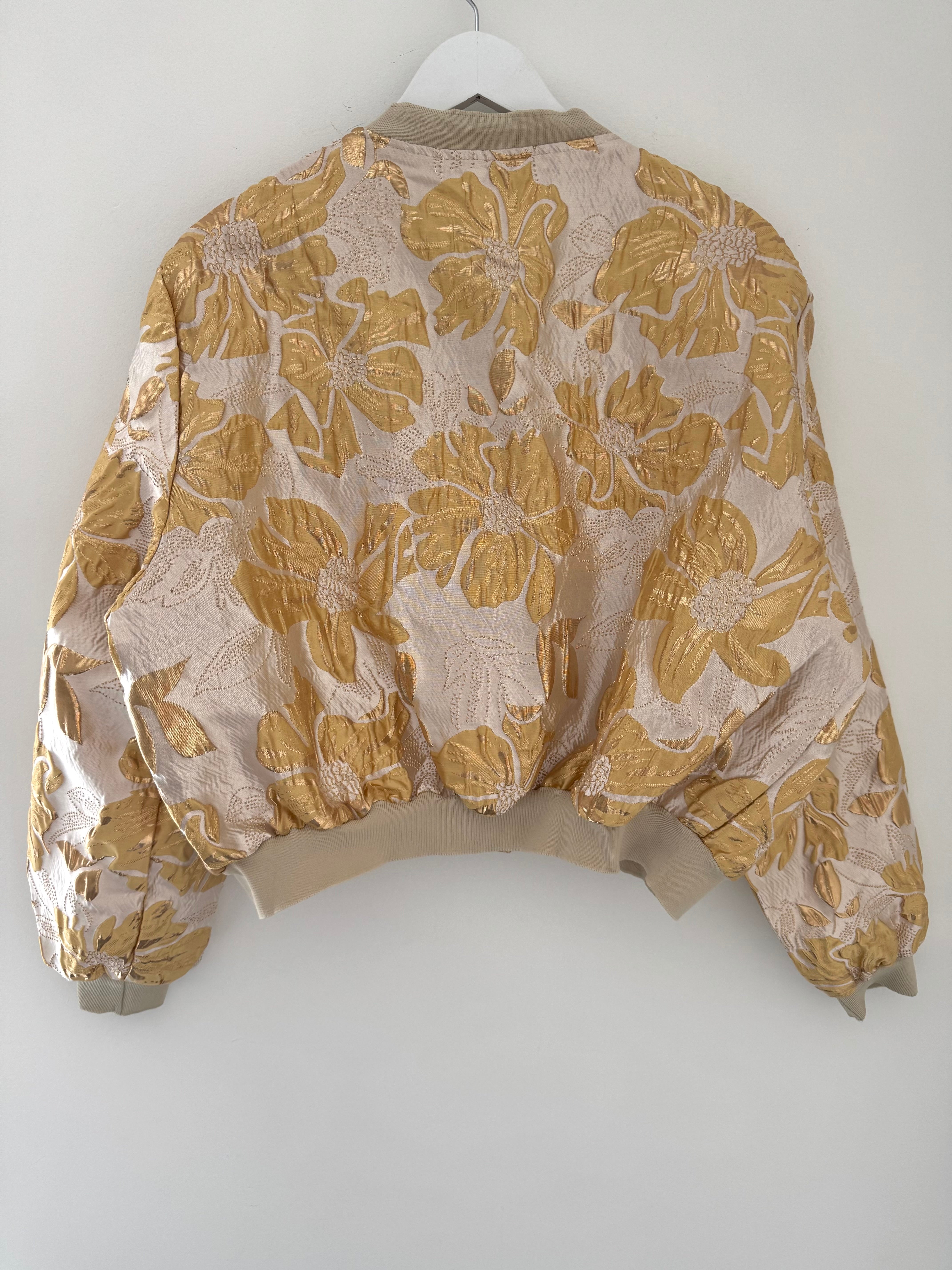 Luxe Bomber Jacket in Gold & Ecru