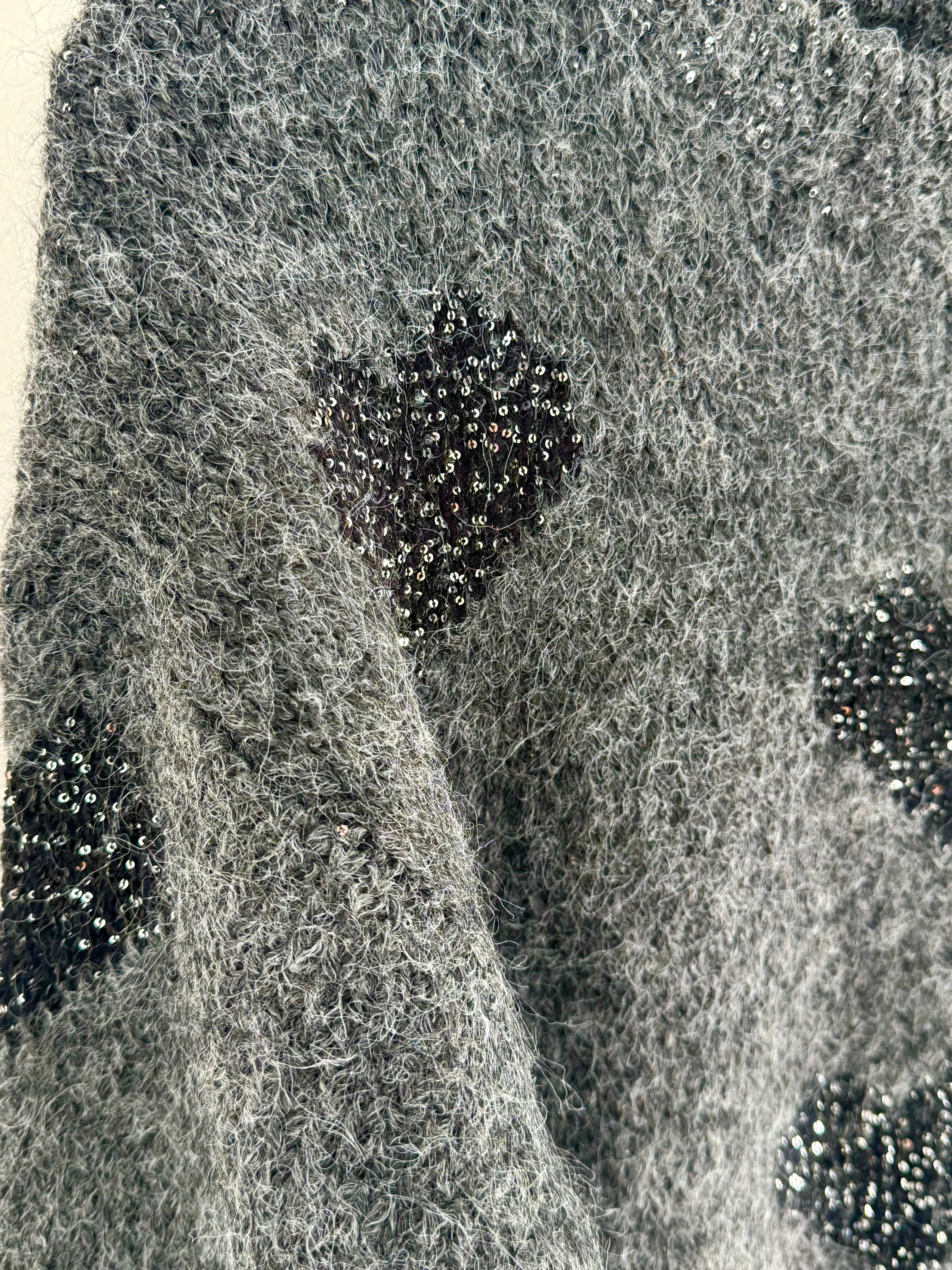 Sequin Heart Jumper in Charcoal