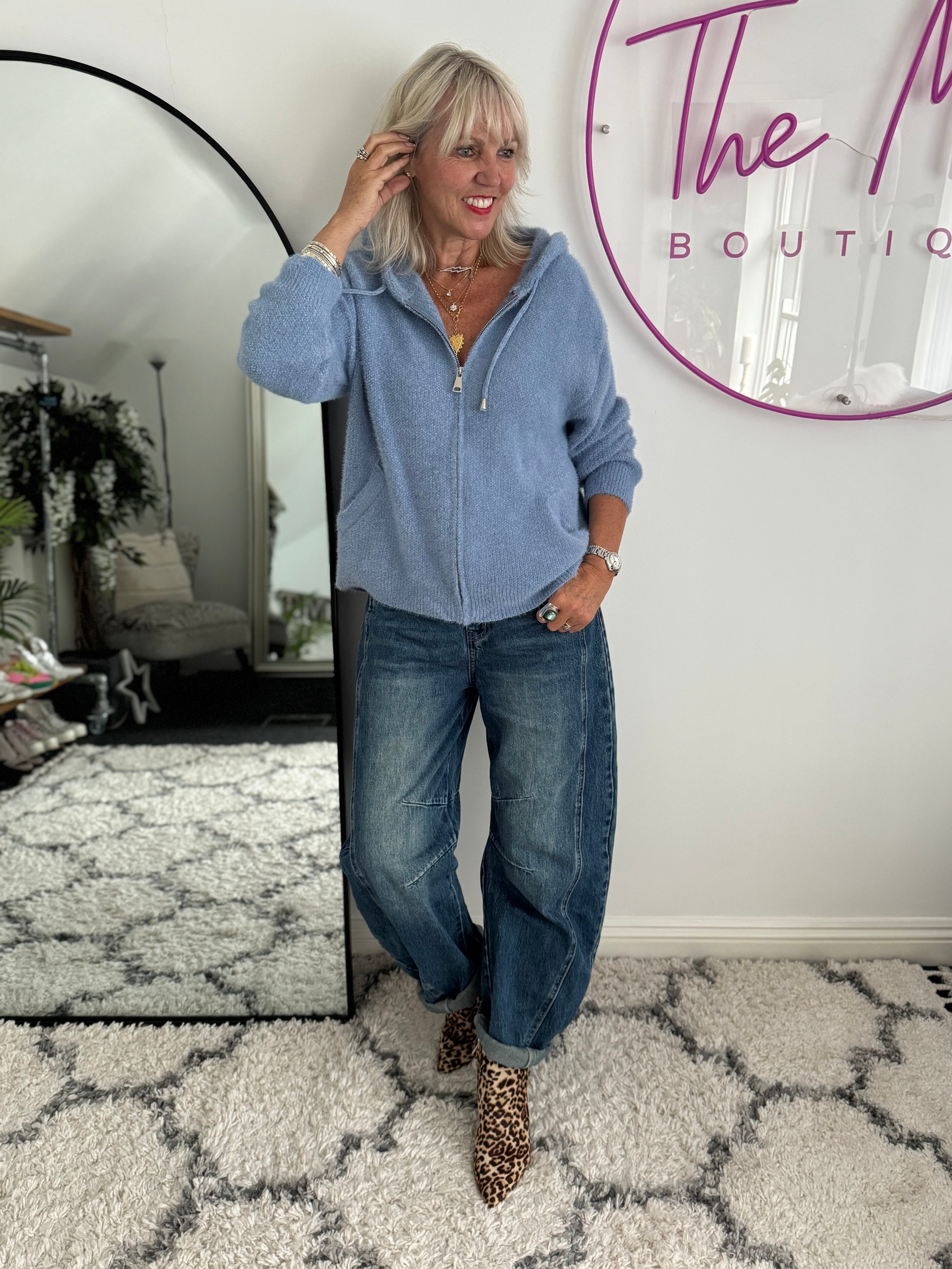 Barrel Leg Jeans with Elasticated Waist