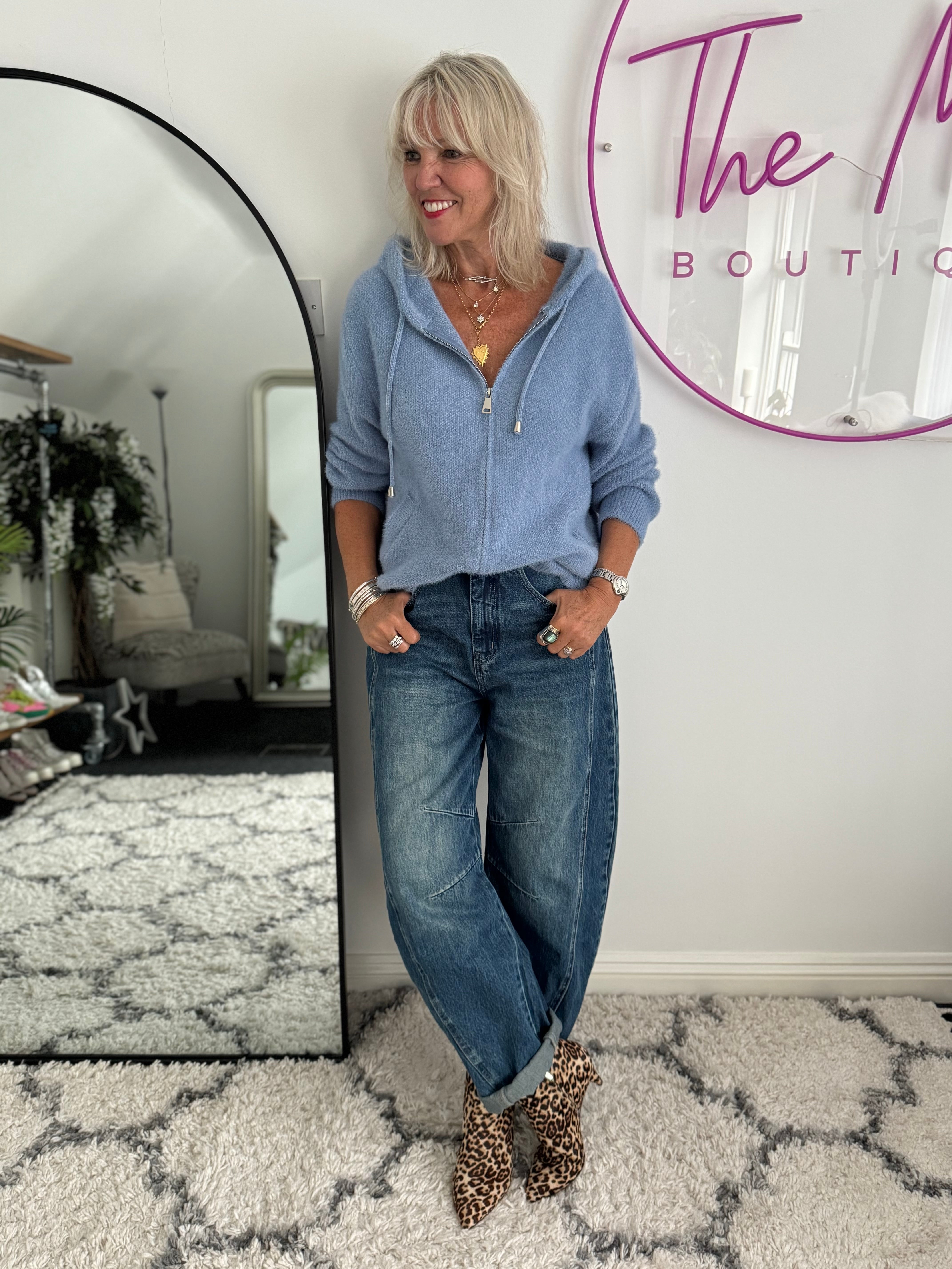Barrel Leg Jeans with Elasticated Waist