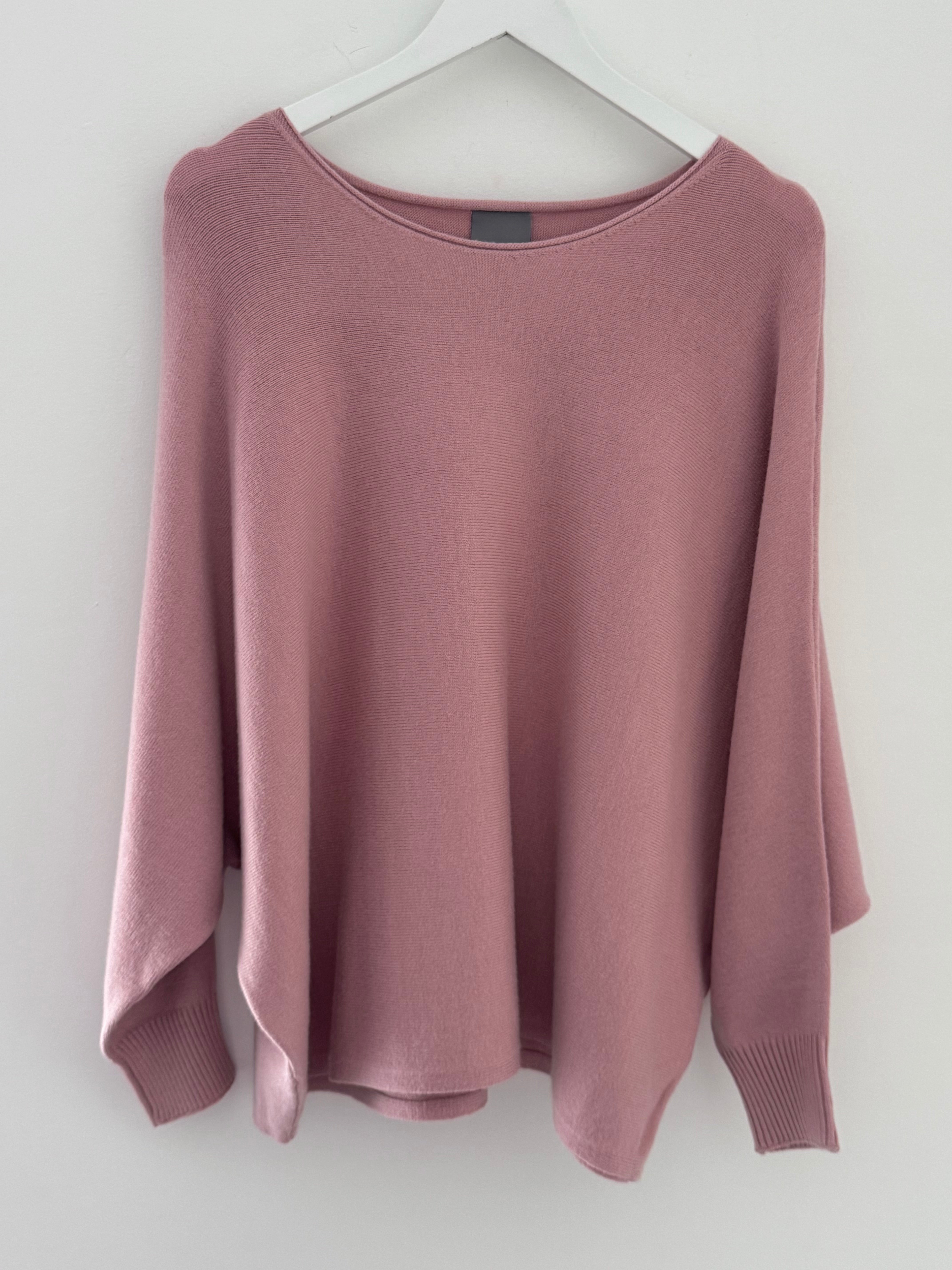 Oversized Batwing Knit in Soft Pink
