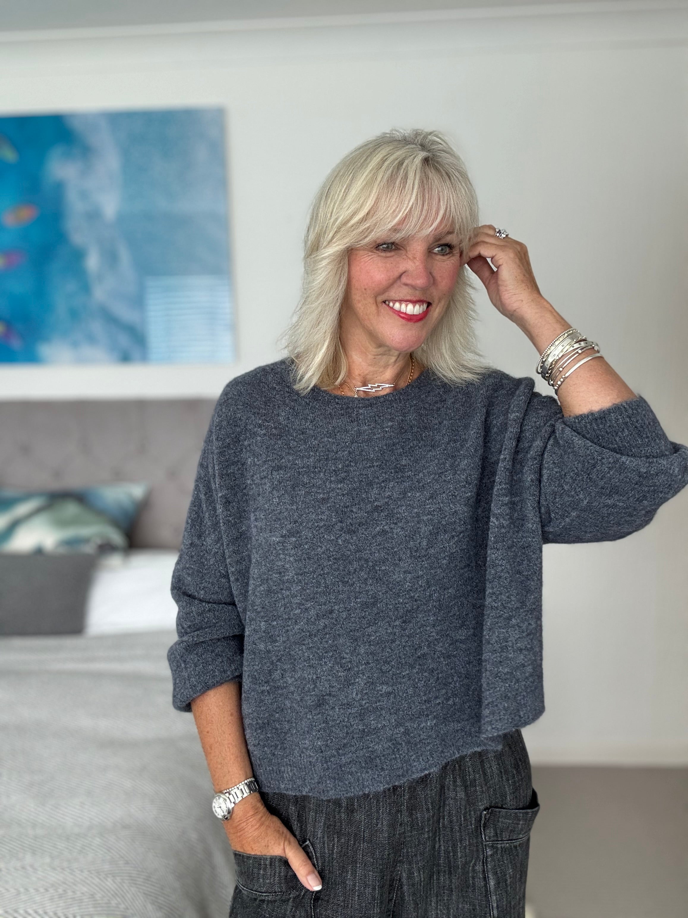 Luxe Slouchy Alpaca Jumper in Charcoal