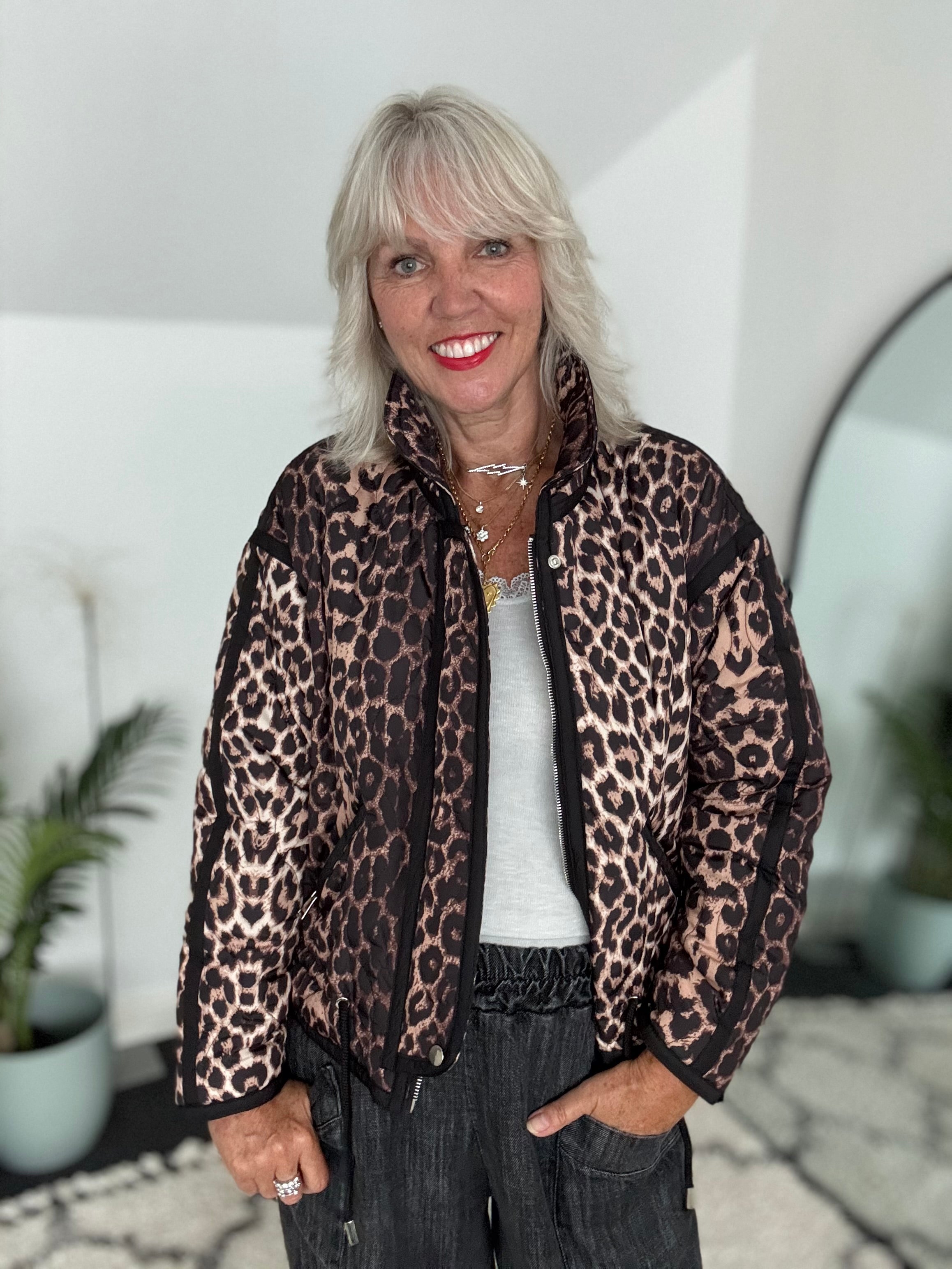 Luxe Quilted Jacket in Leopard