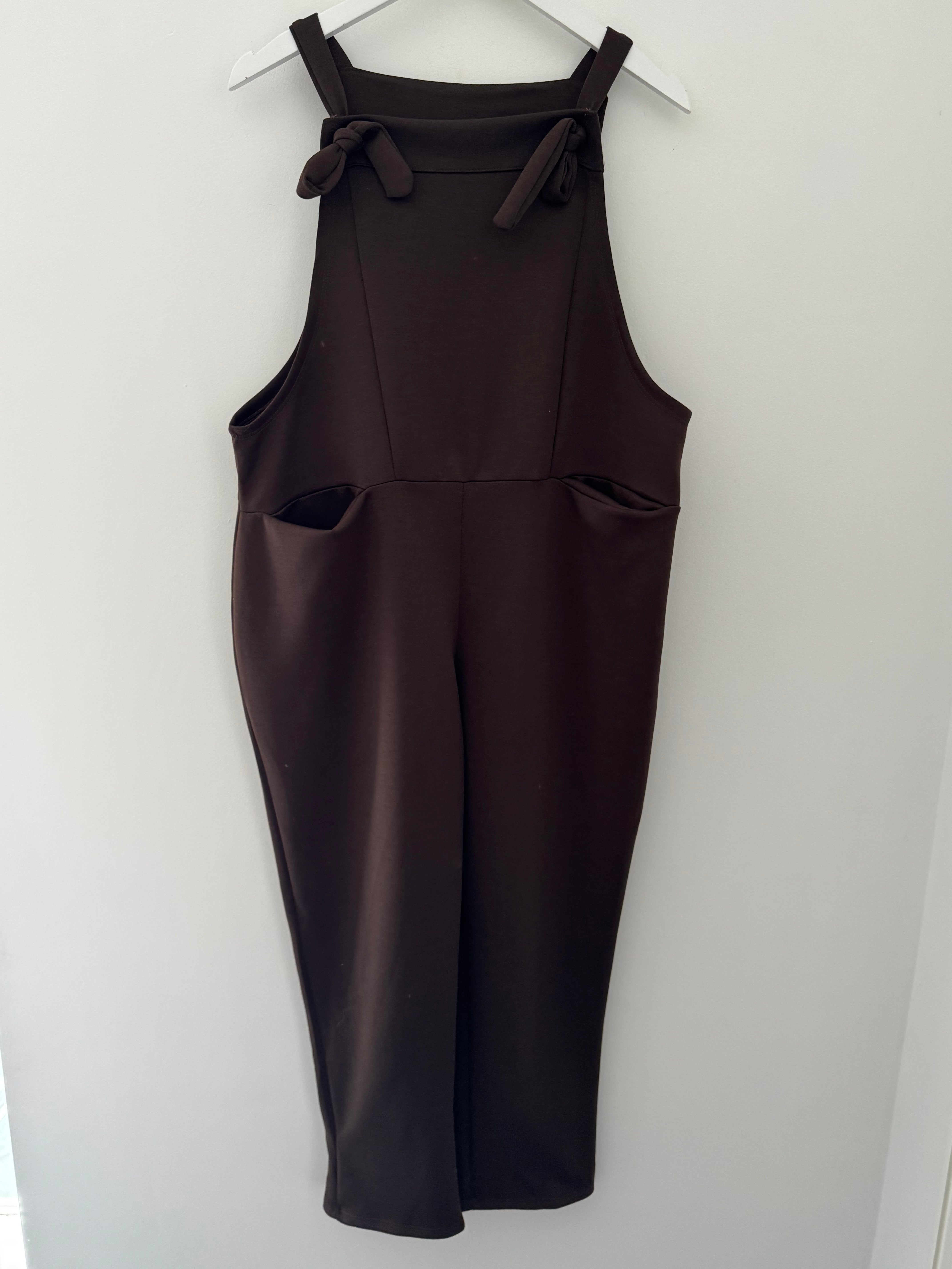 Stretch Dungarees in Chocolate