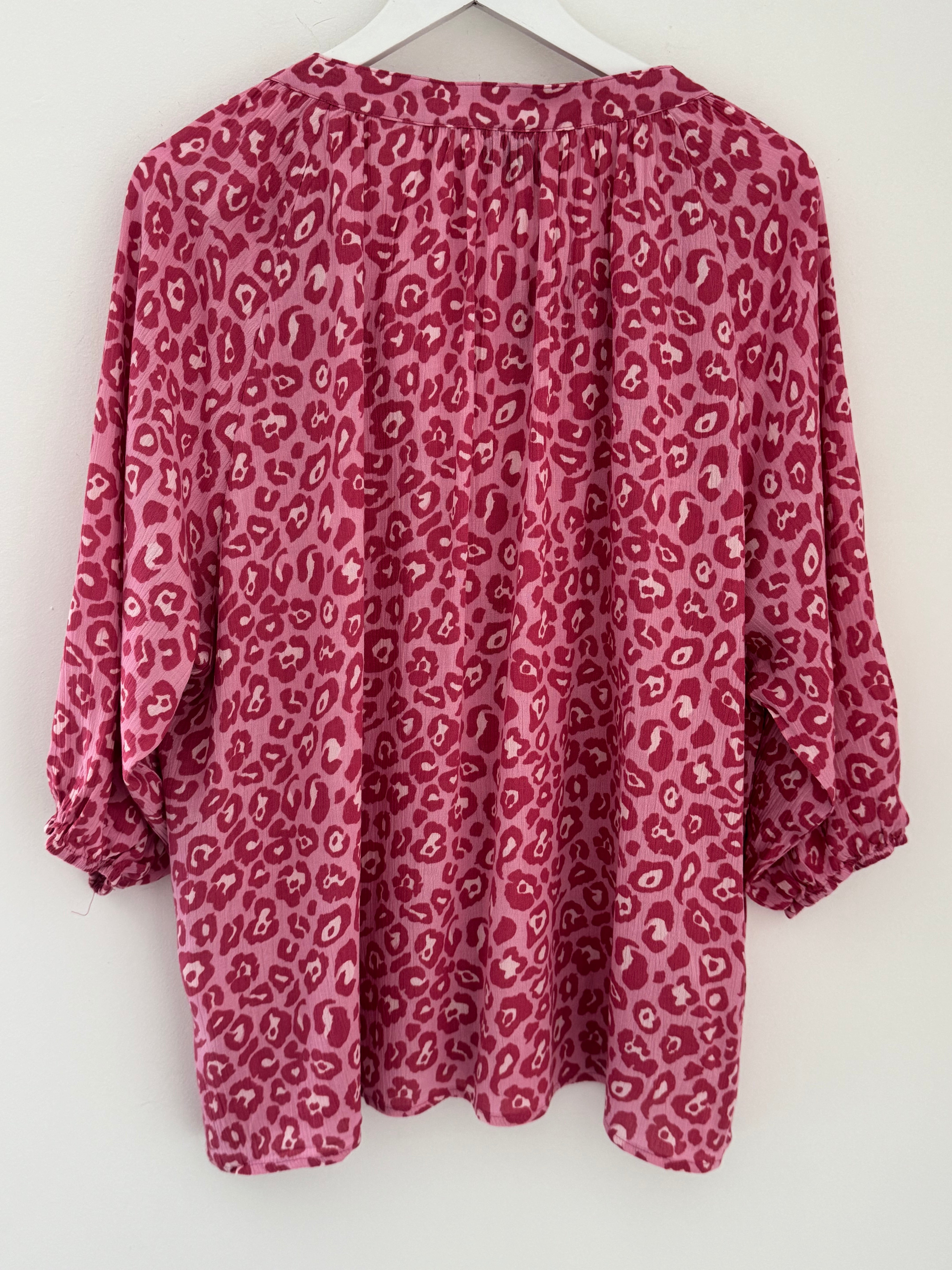 Leopard Print Blouse in Pink