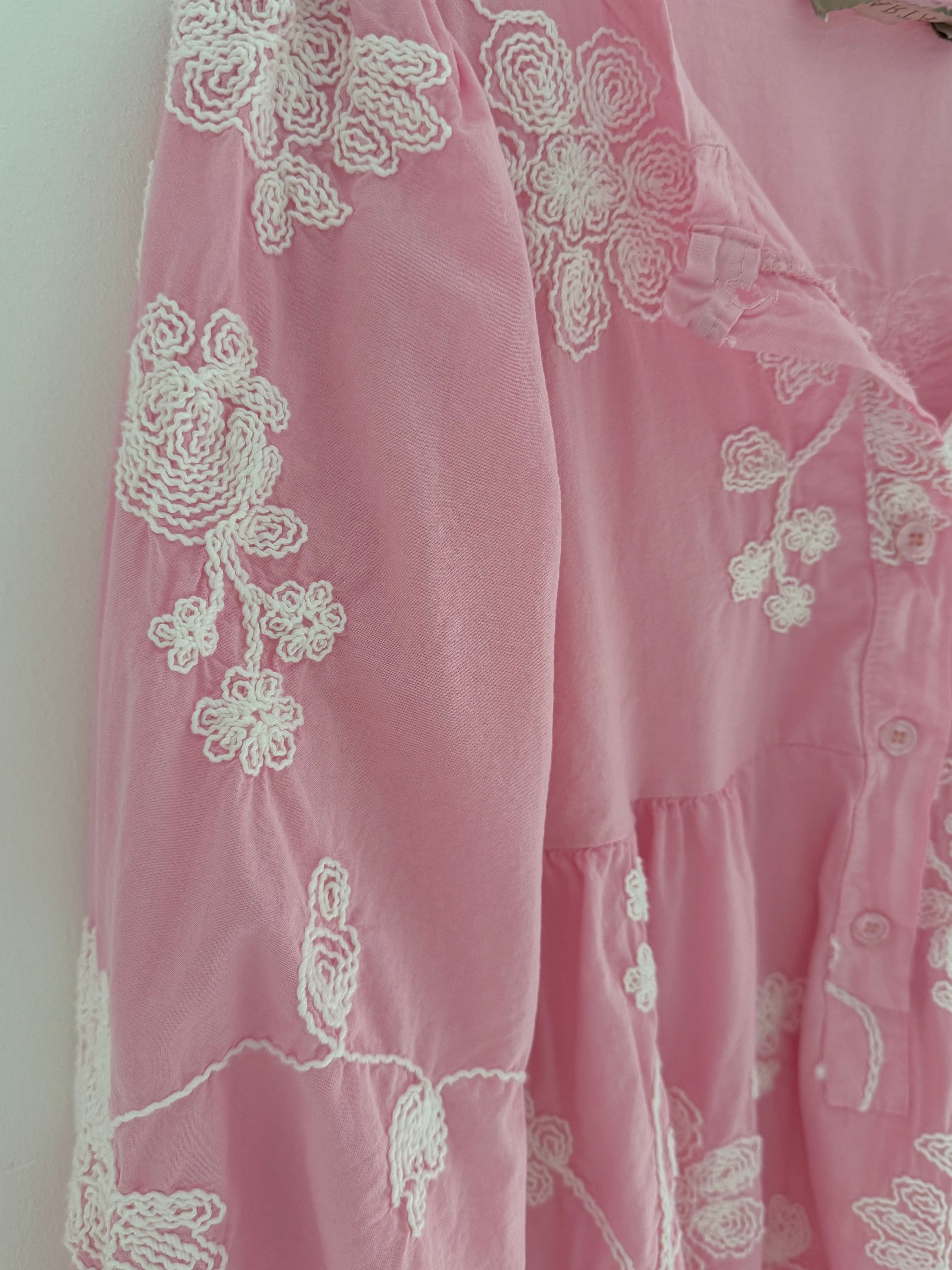 Luxe Embroidered Blouse in Pink