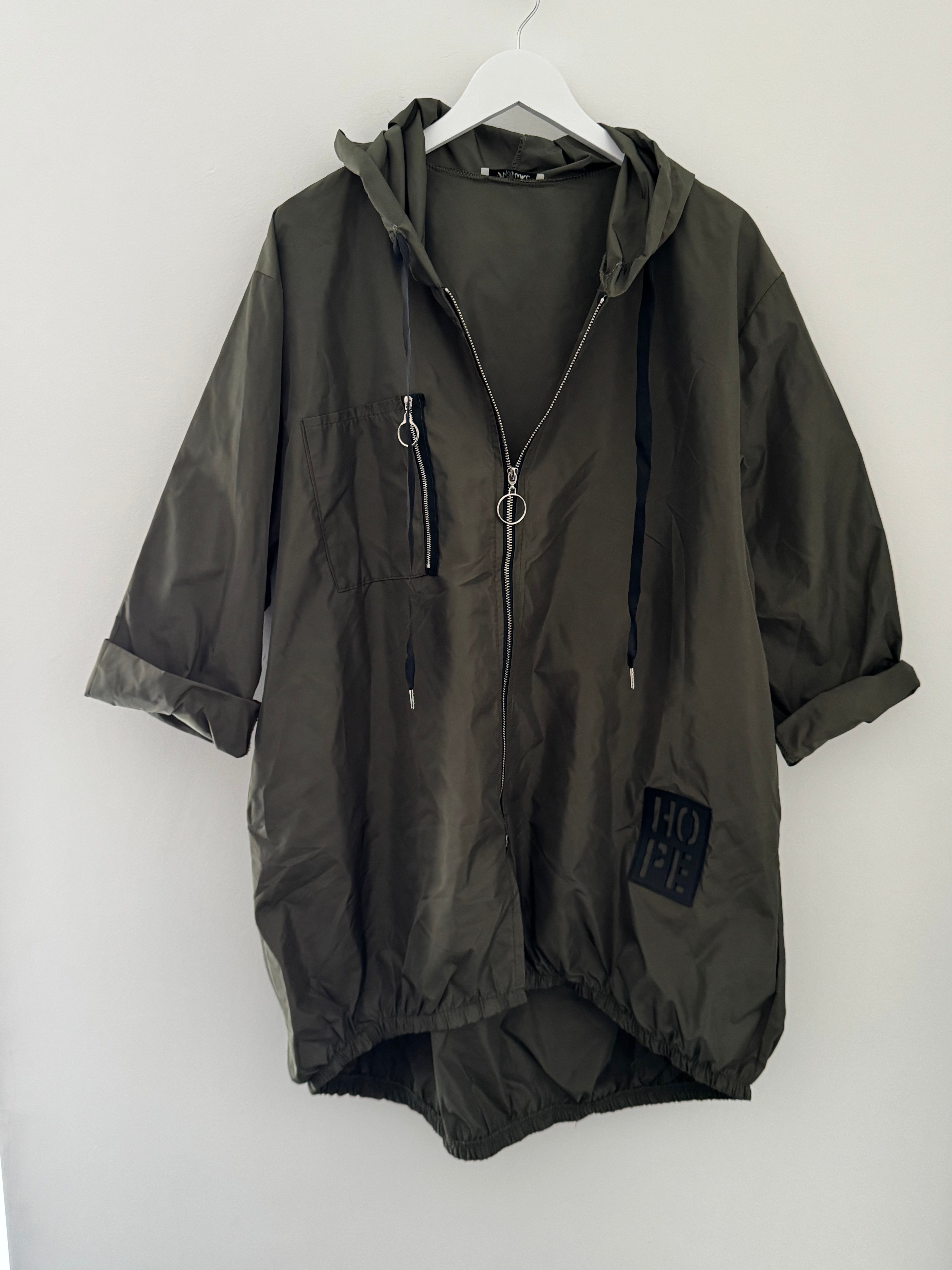 Hooded Zipped Parka in Dark Khaki