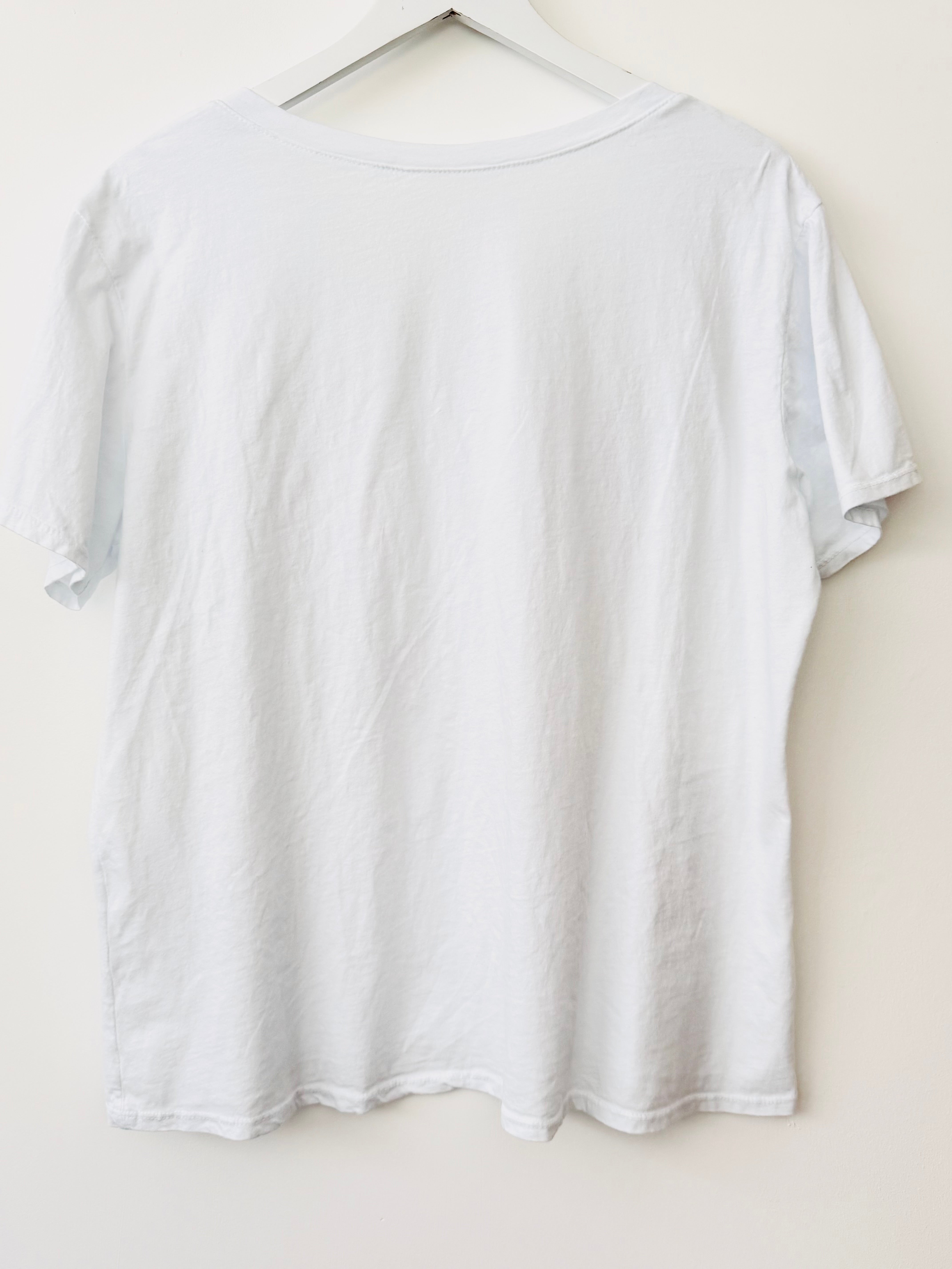 Cotton V Neck Tee in White