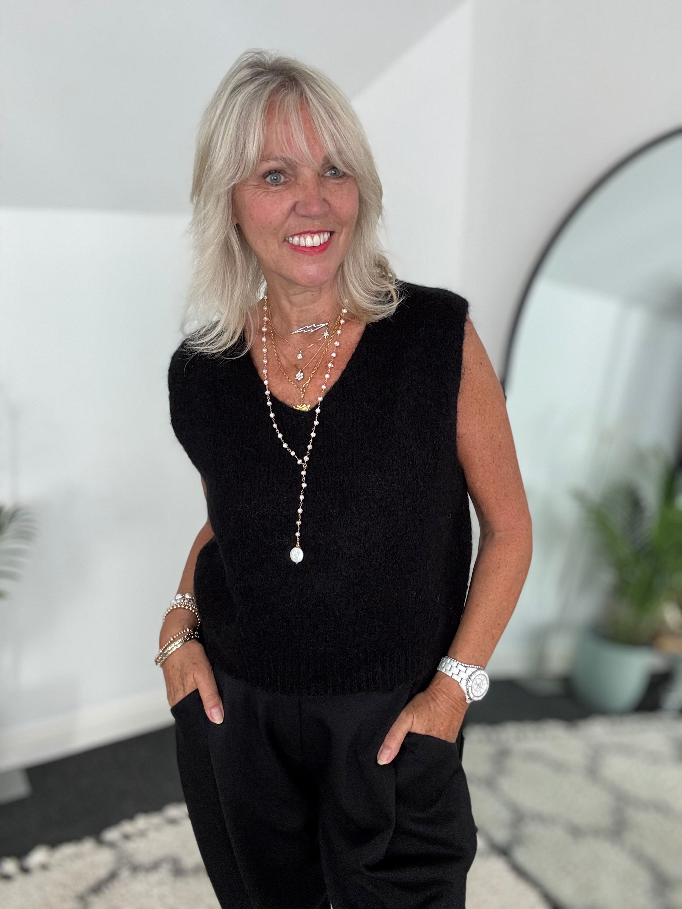 Neat Mohair Tank in Black