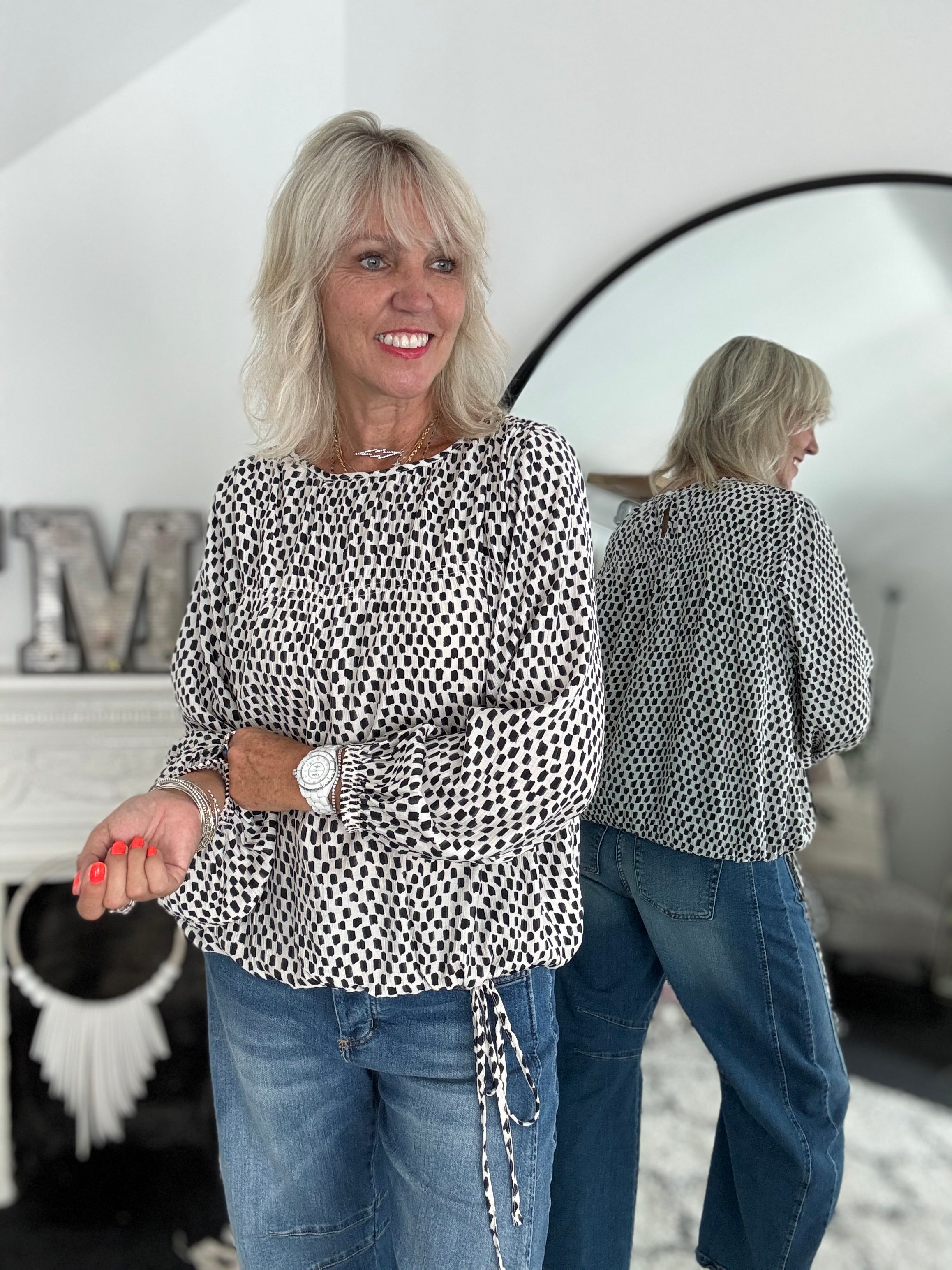 Checker Blouse in Black & White