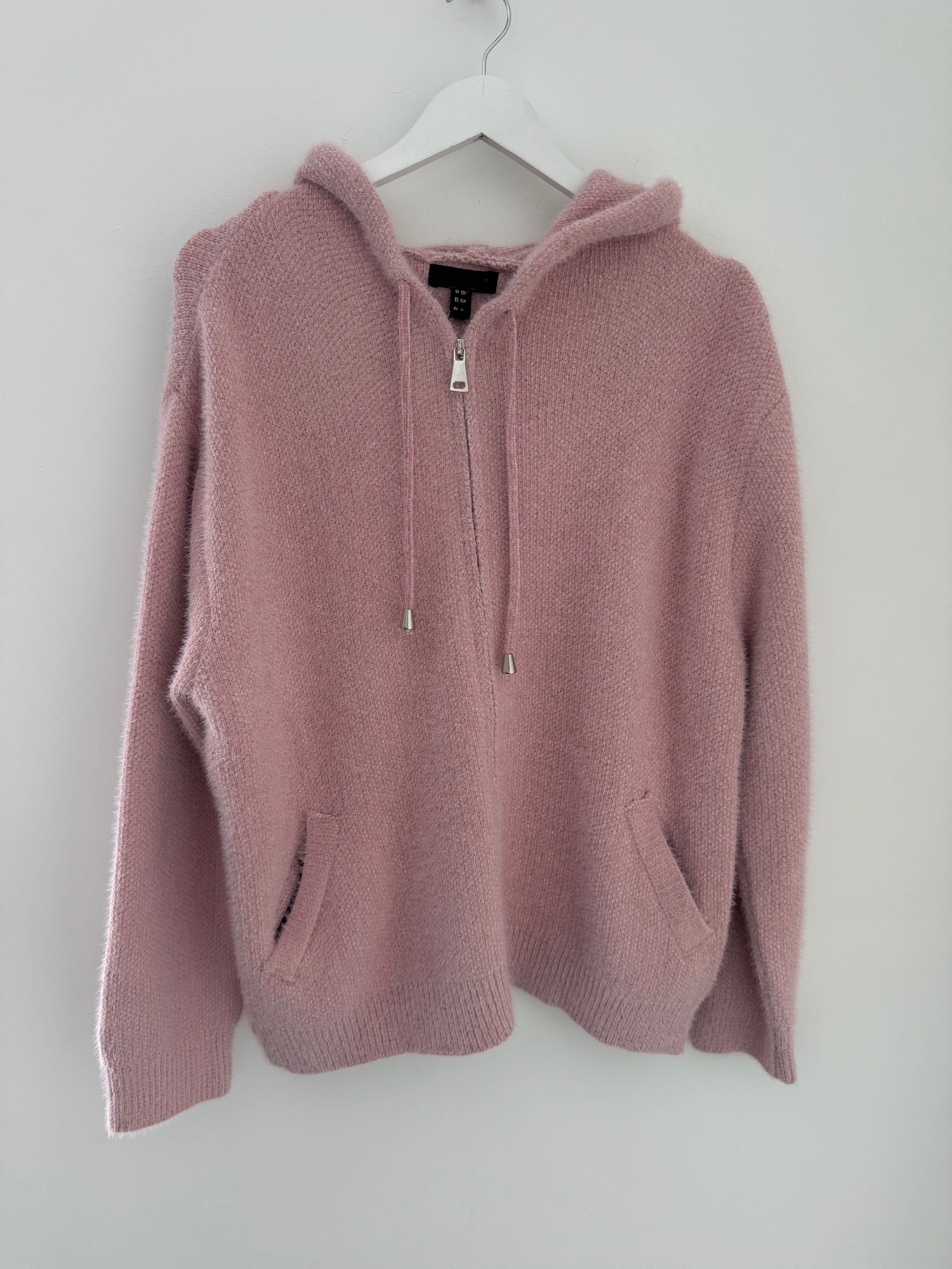 Soft Hooded Knit with Pockets in Pink