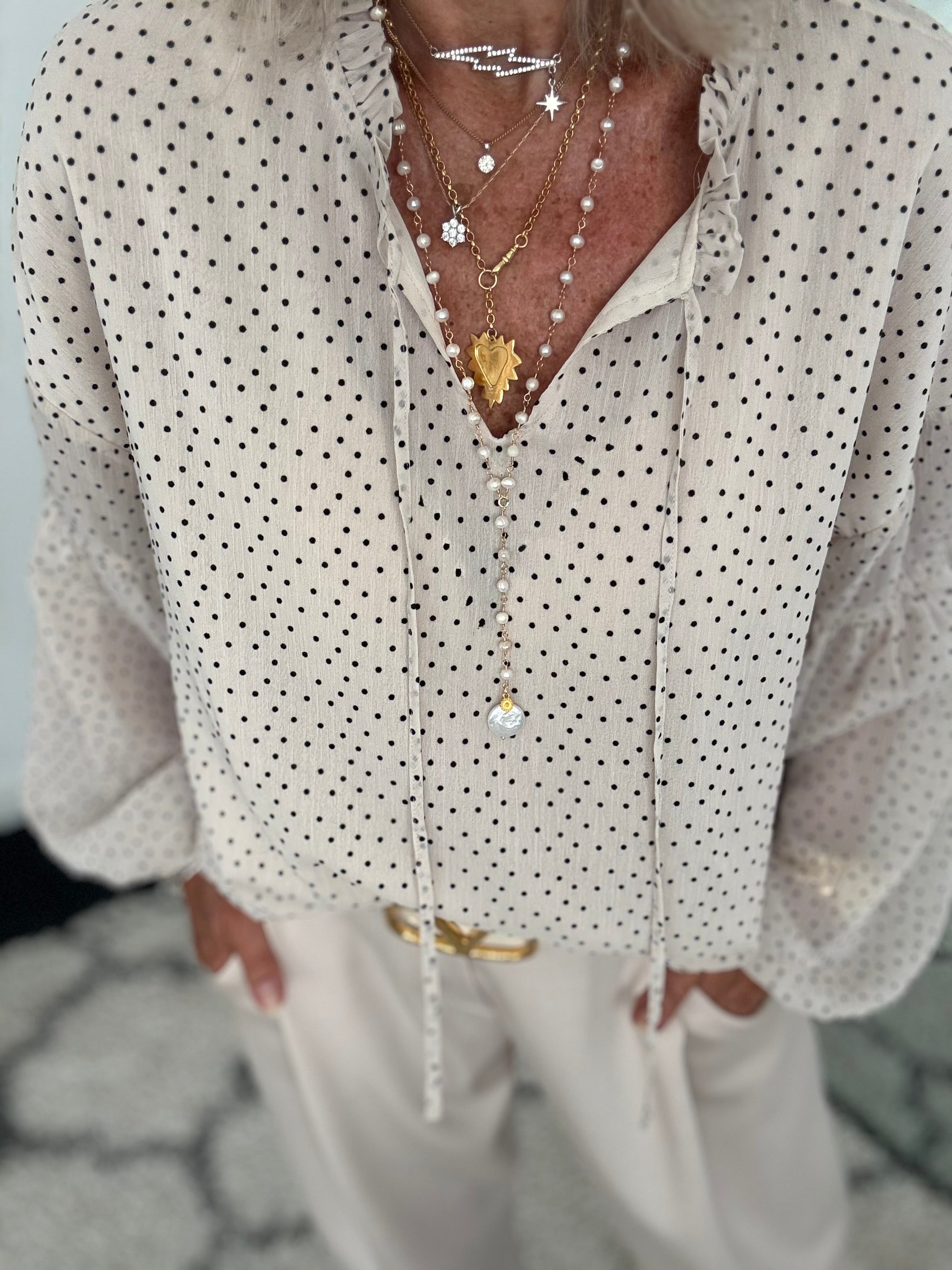 Polkadot Blouse in Ecru
