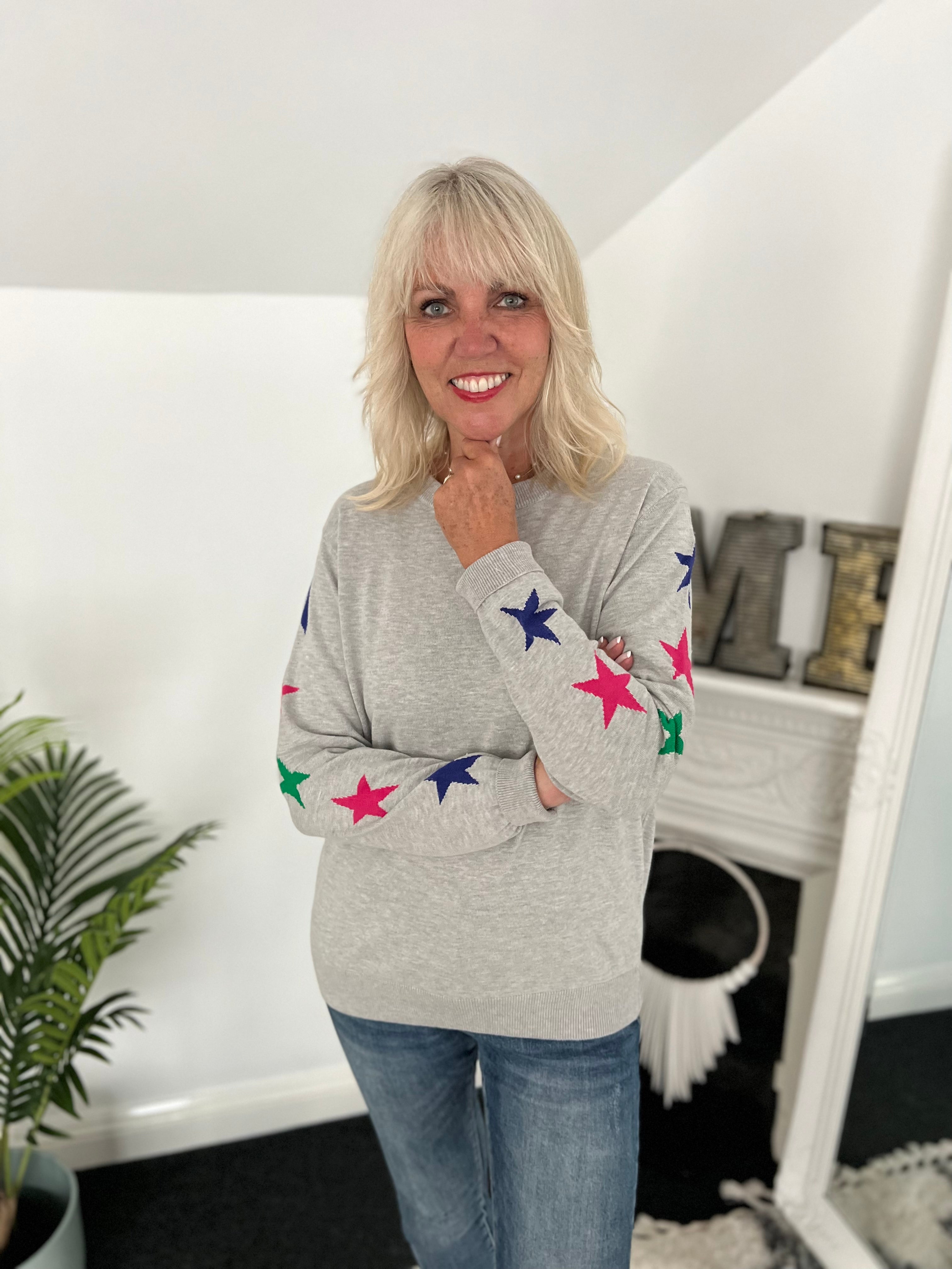Grey Jumper with Star Sleeves