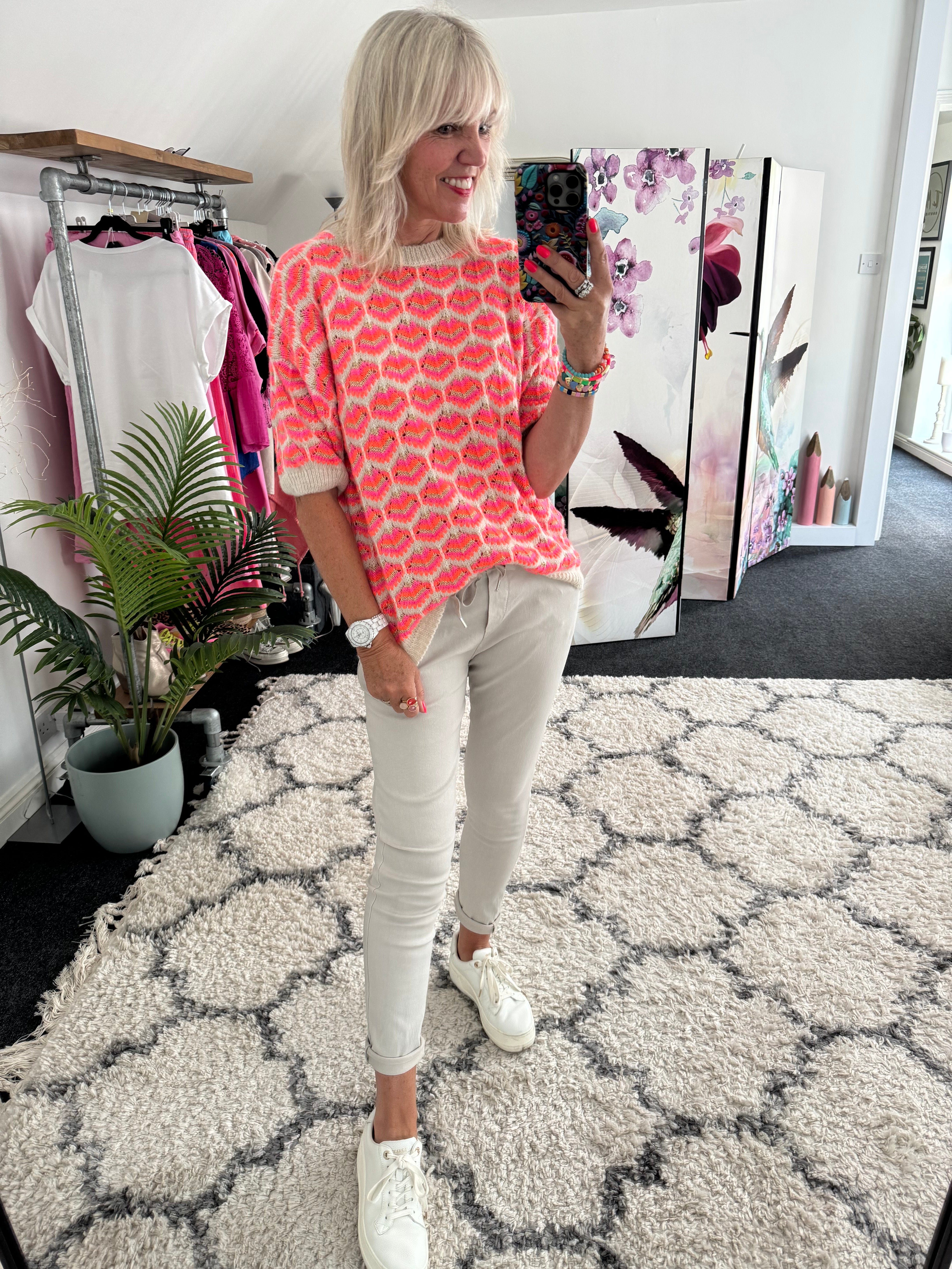 Luxe Short Sleeve Metallic & Neon Knit