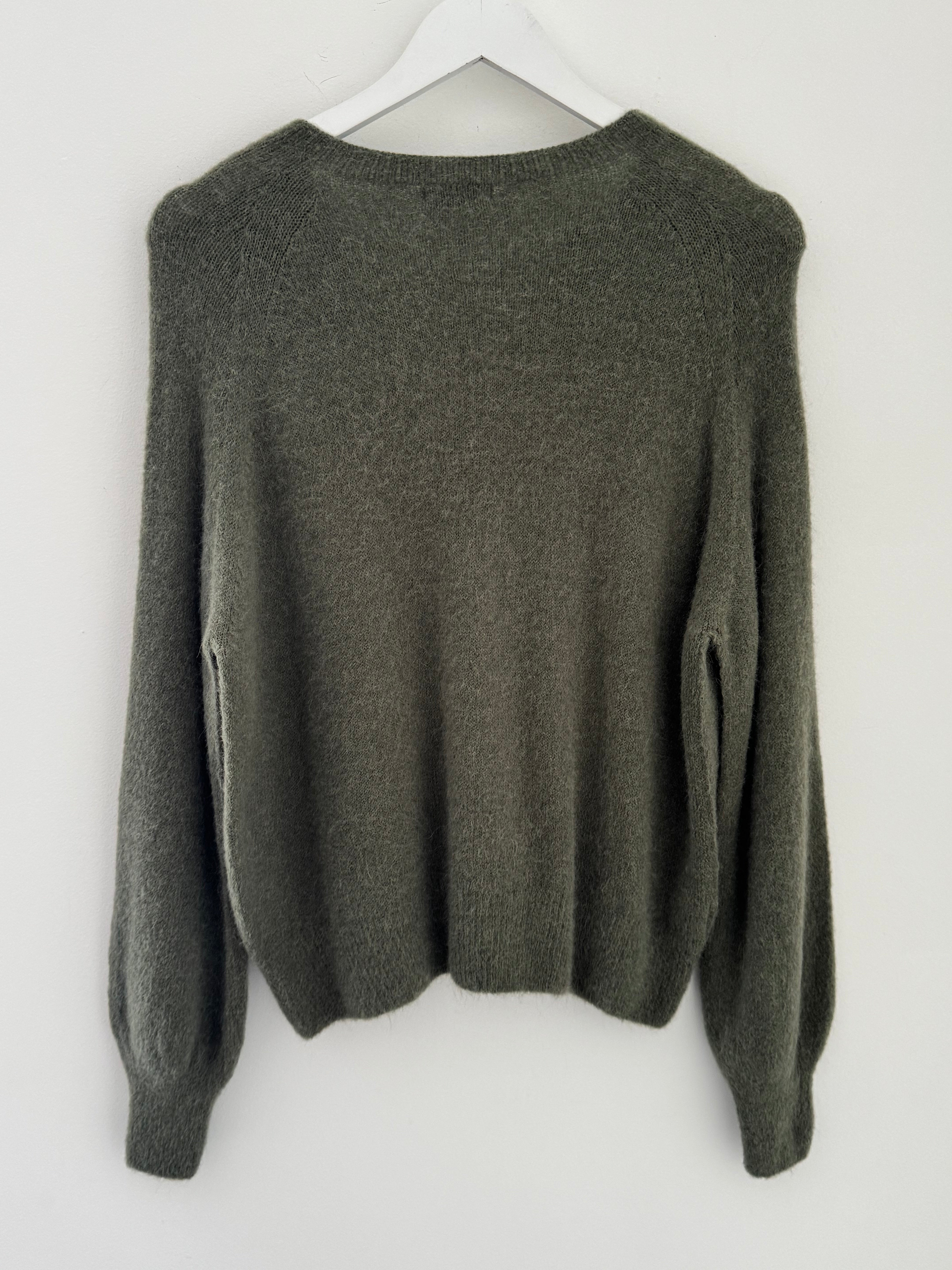 Softie Jumper with Button Neck in Khaki