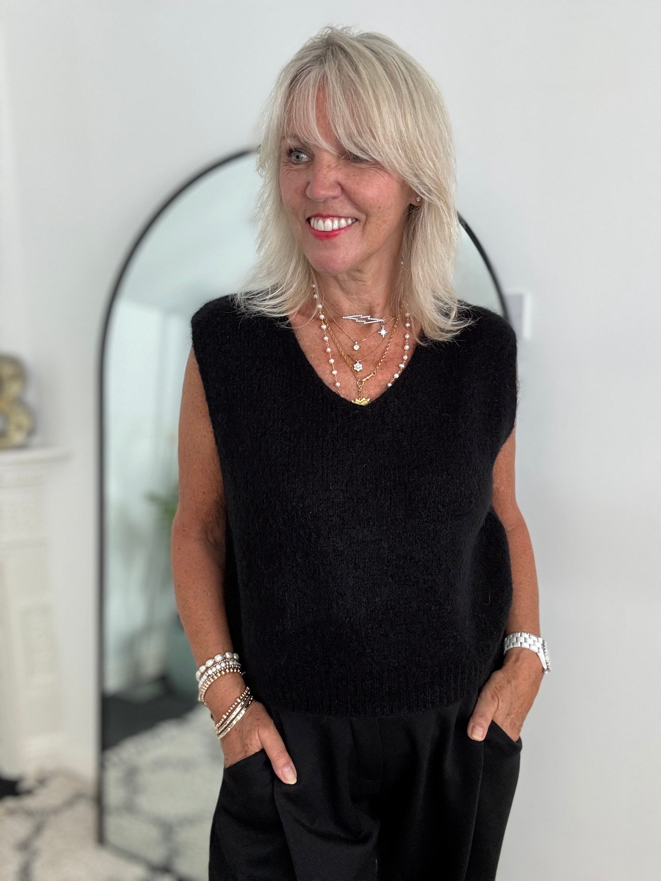 Neat Mohair Tank in Black