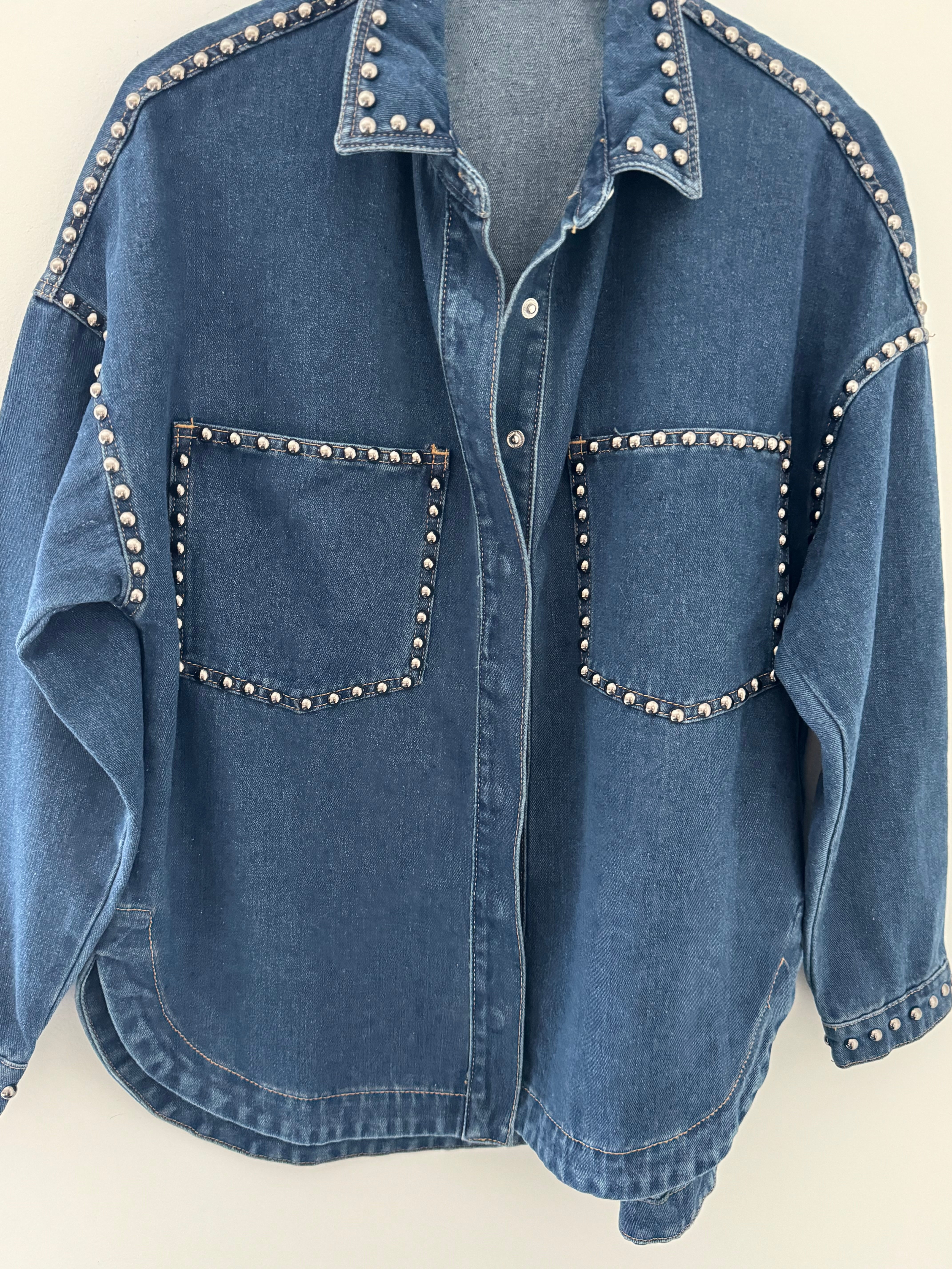 Designer Boyfriend Shacket in Blue Denim