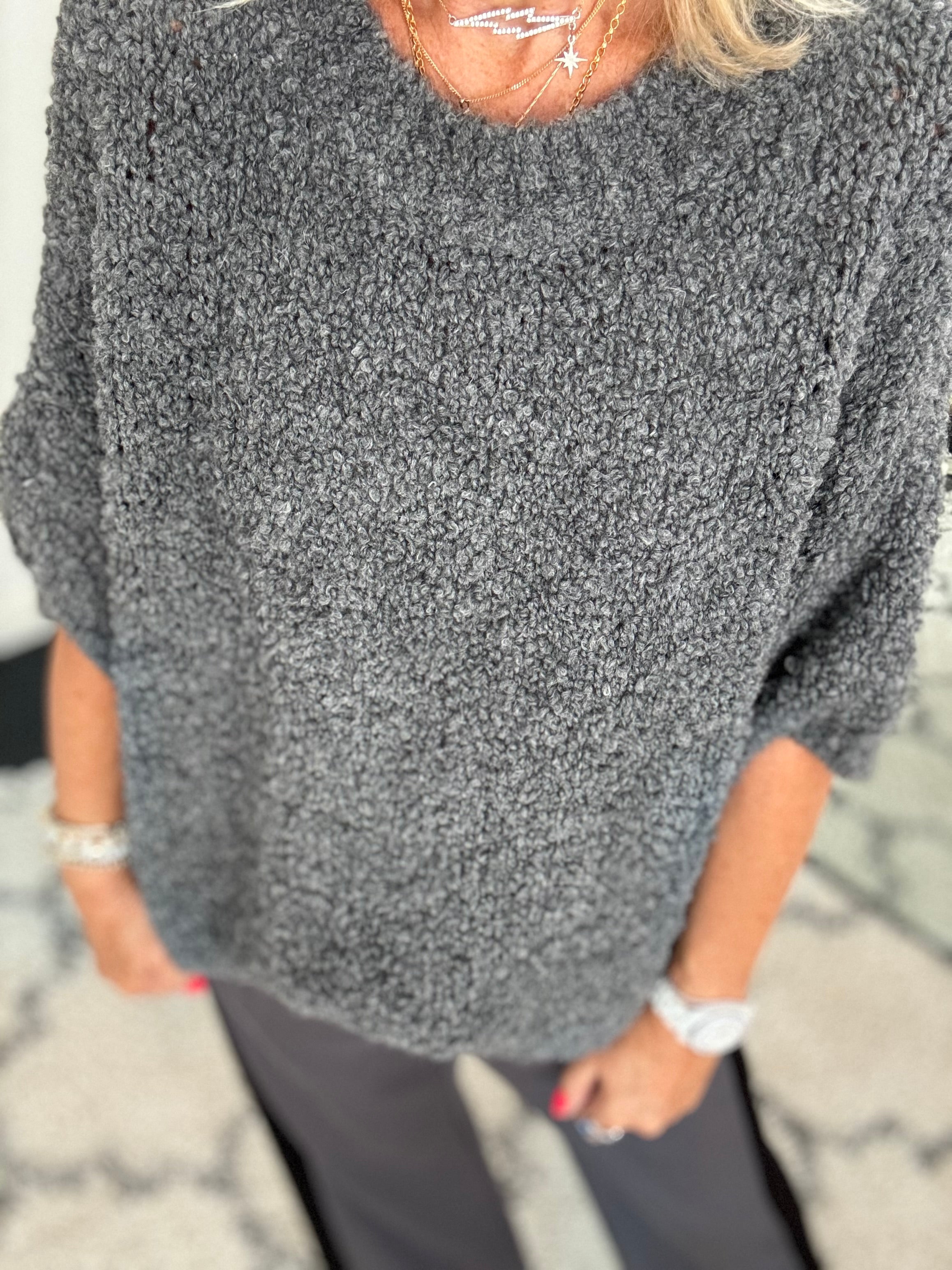Boucle Jumper in Charcoal Grey