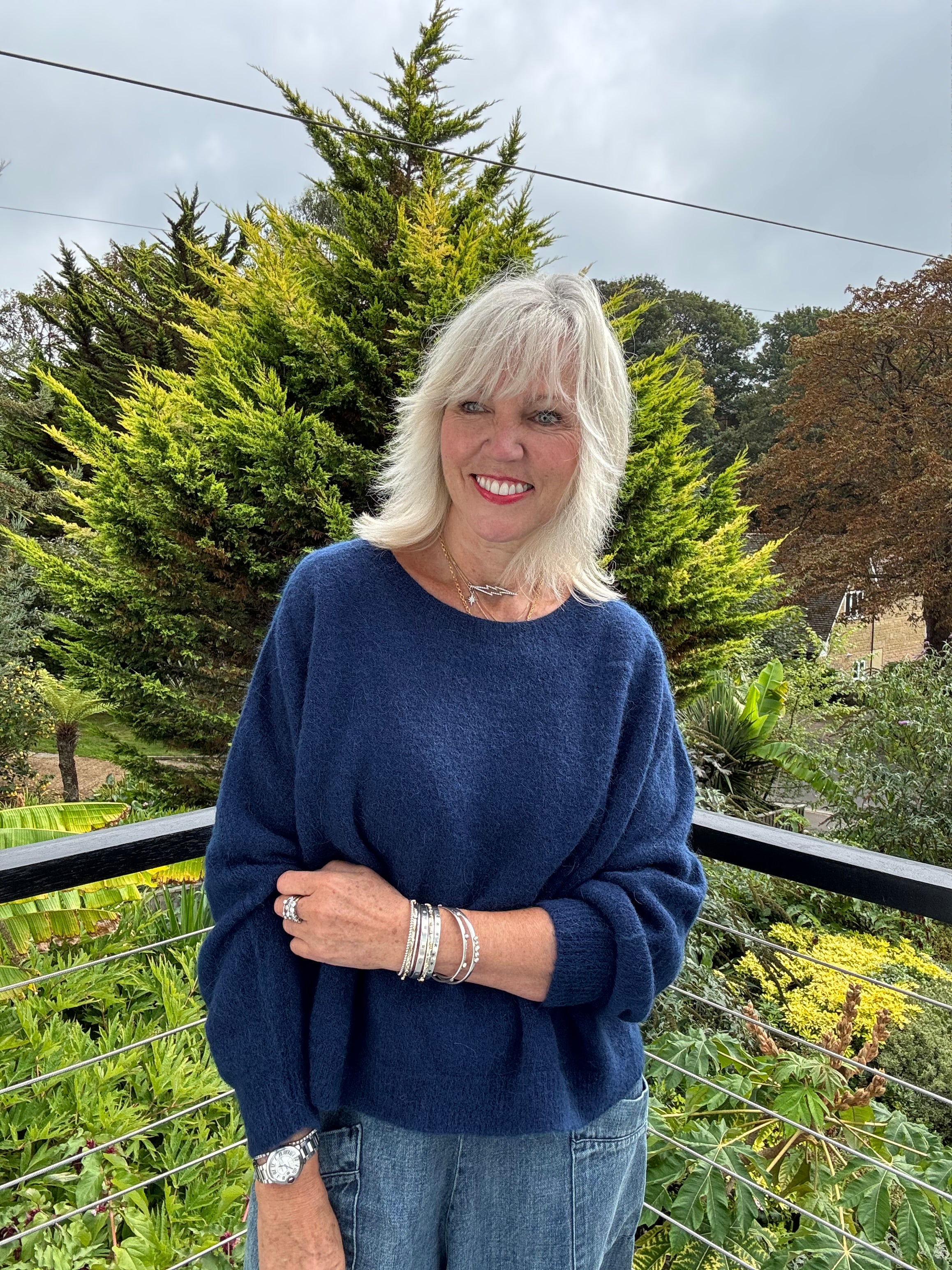 Luxe Slouchy Alpaca Jumper in Deep Blue