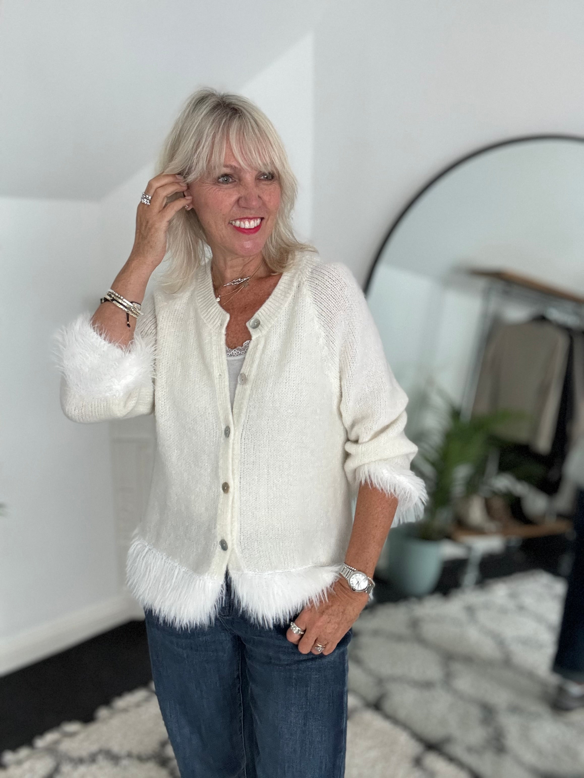 Luxe Fringe Cardigan in Ivory