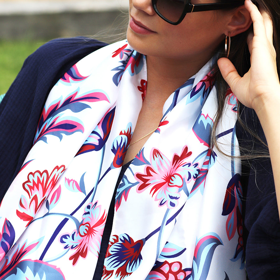 Silky Floral Print Scarf
