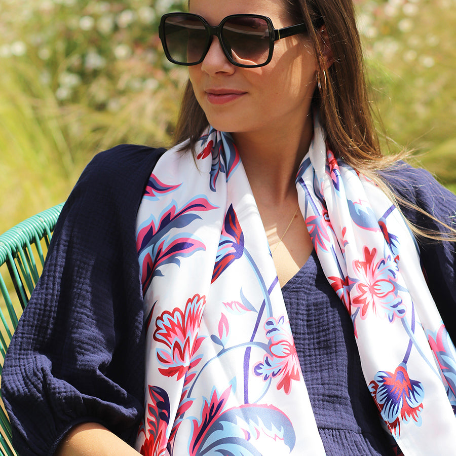 Silky Floral Print Scarf