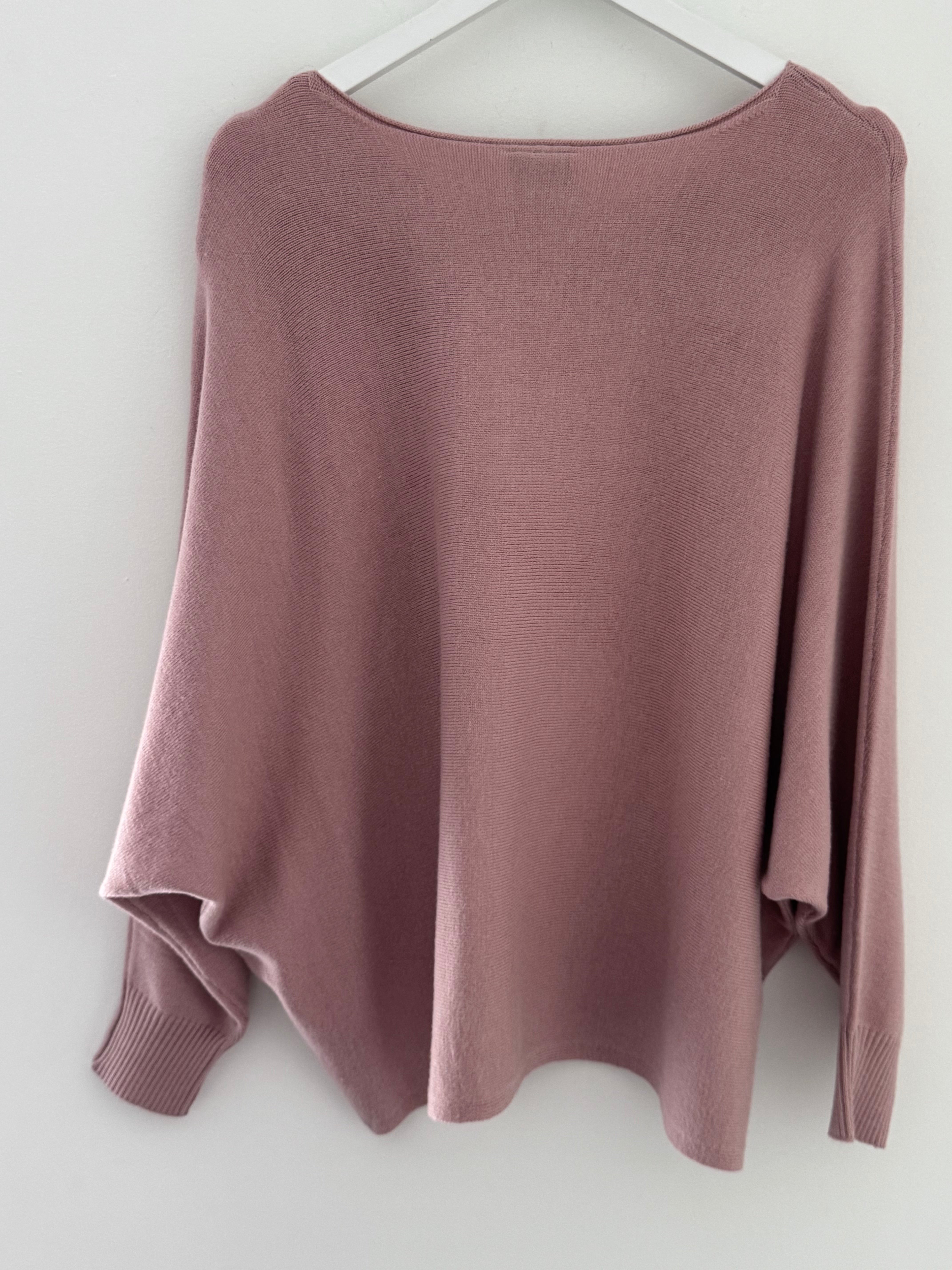 Oversized Batwing Knit in Soft Pink