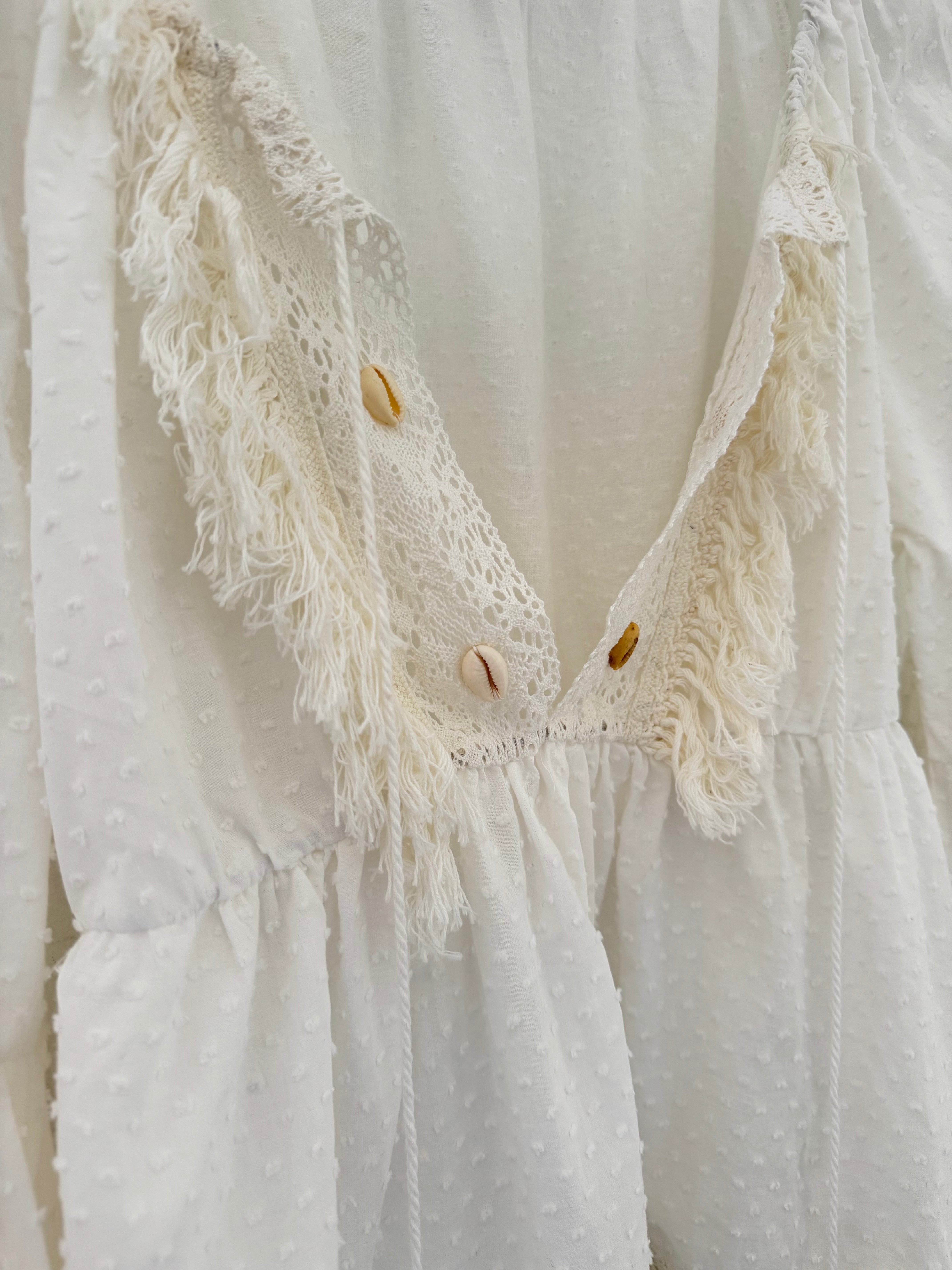 Cotton Boho Blouse in Ivory