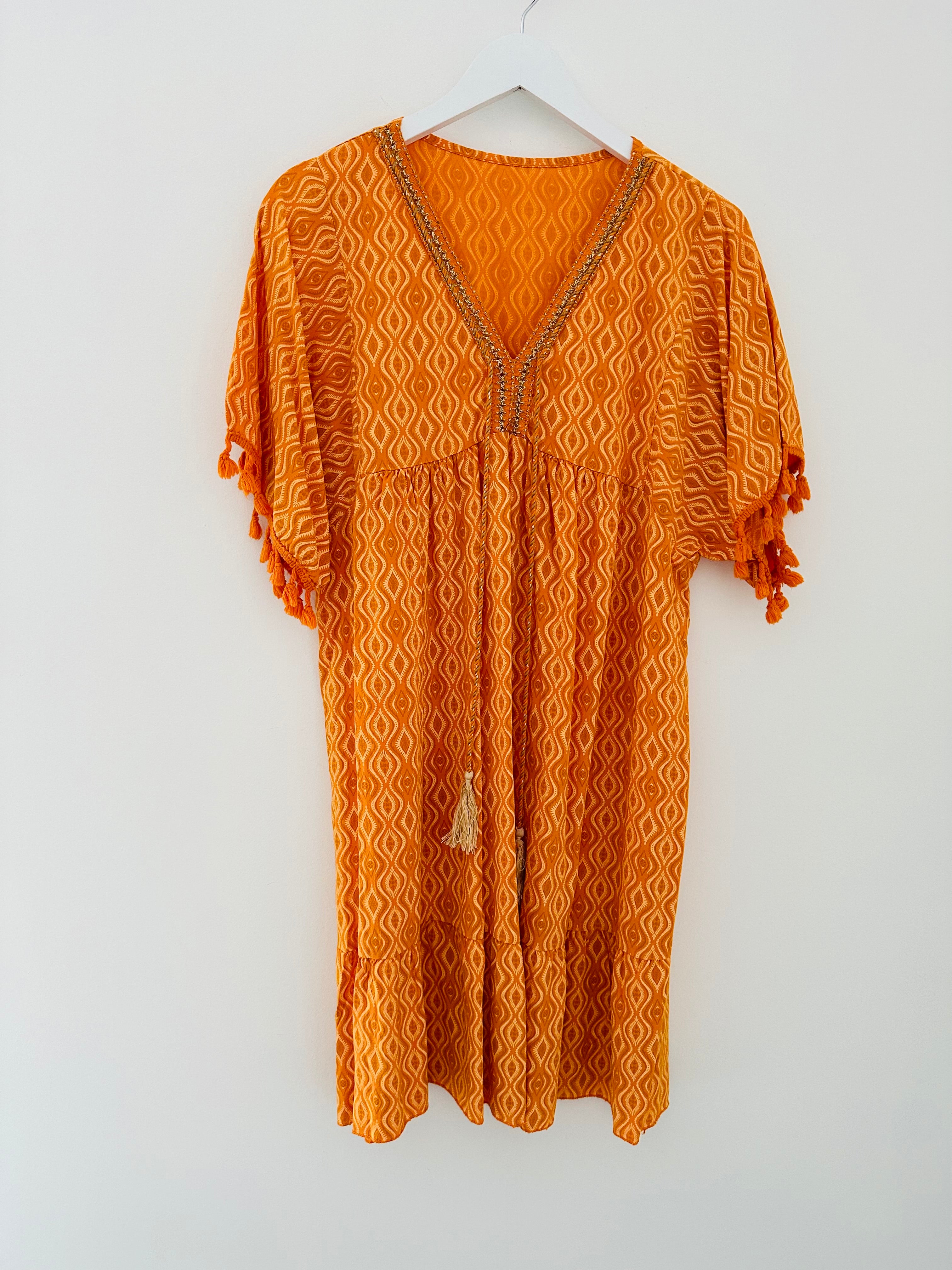 Tassel Dress in Tangerine