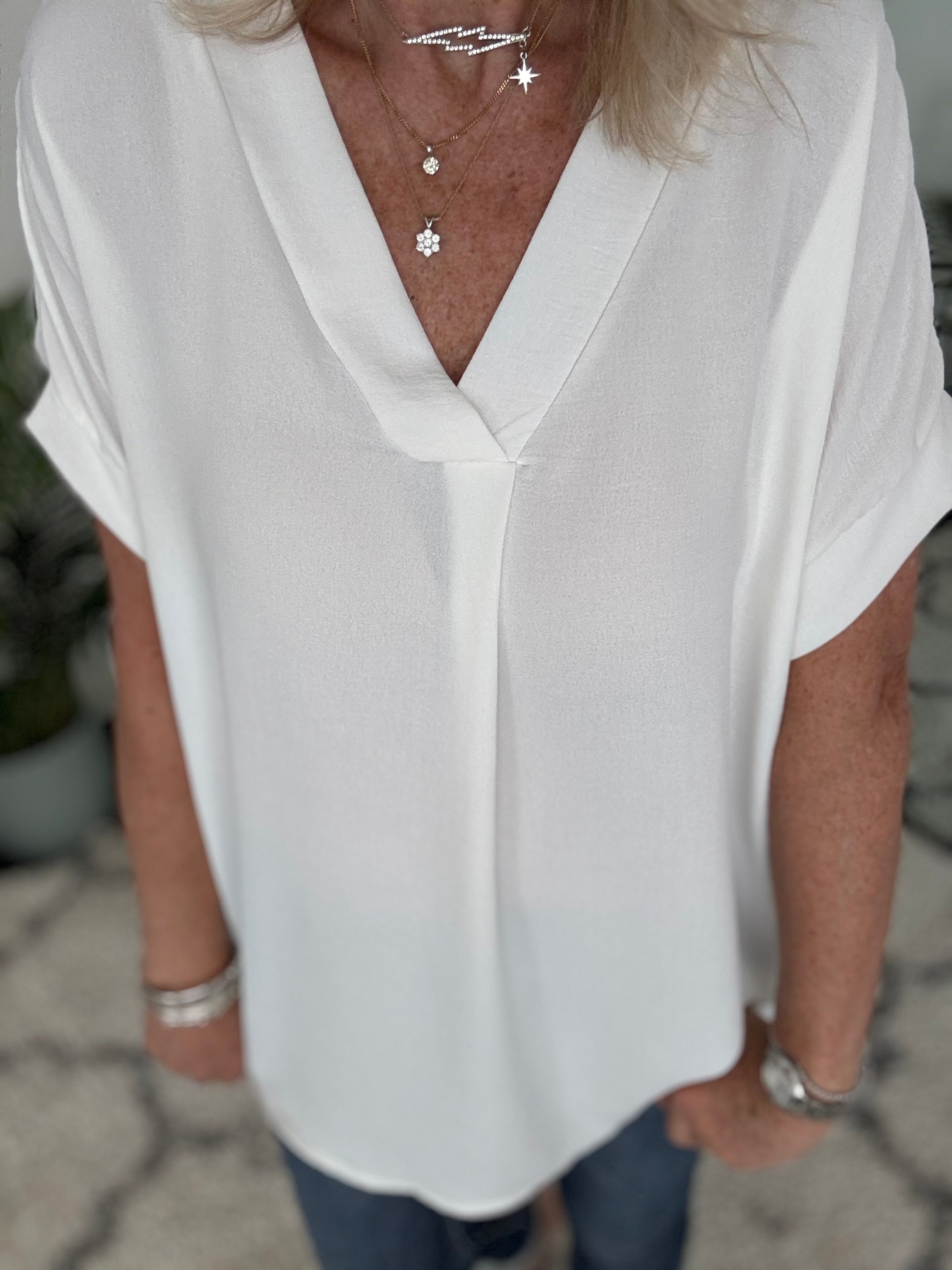 Simple Crepe Top in Ivory