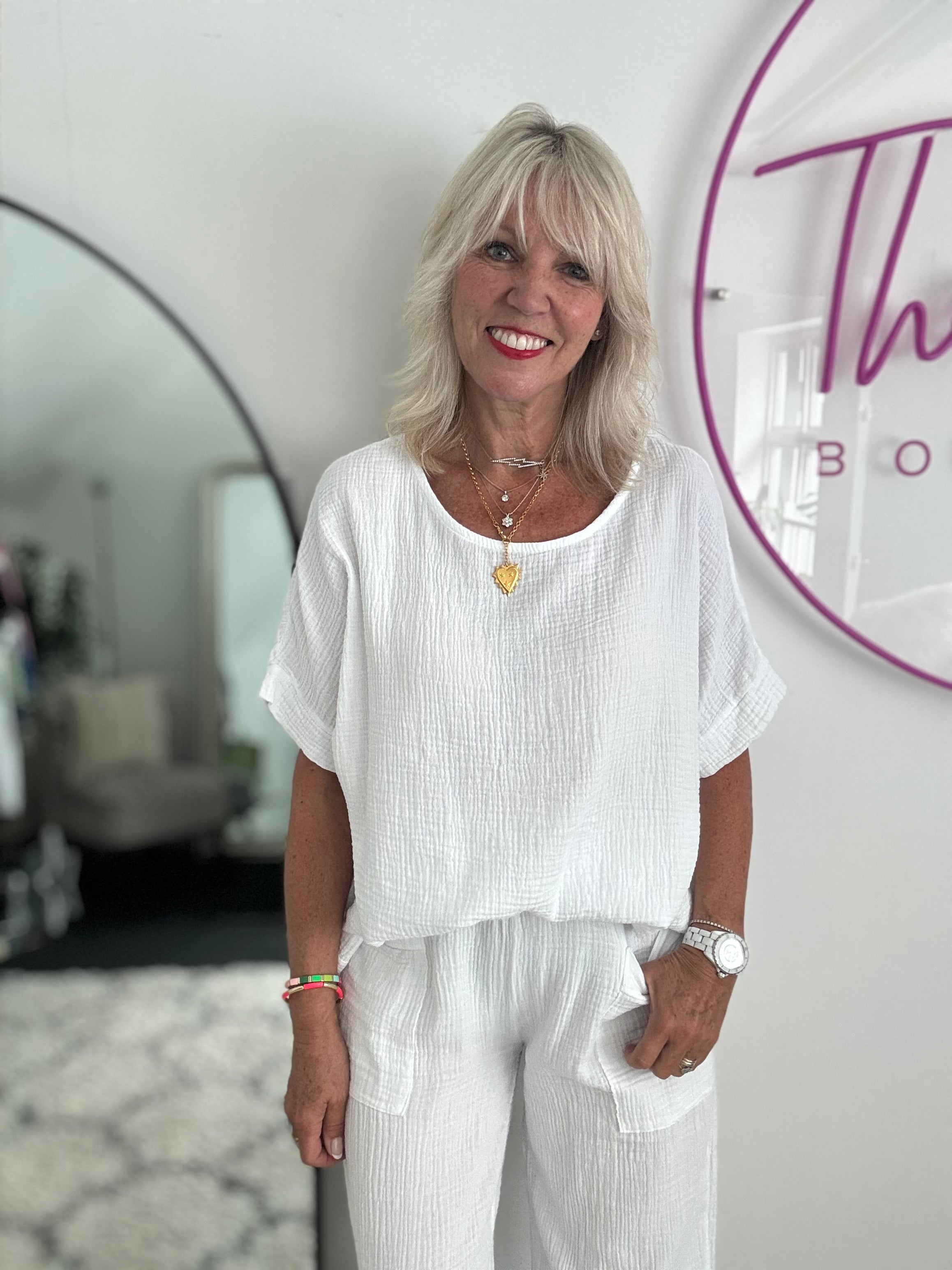 Simple Cheesecloth Top in White