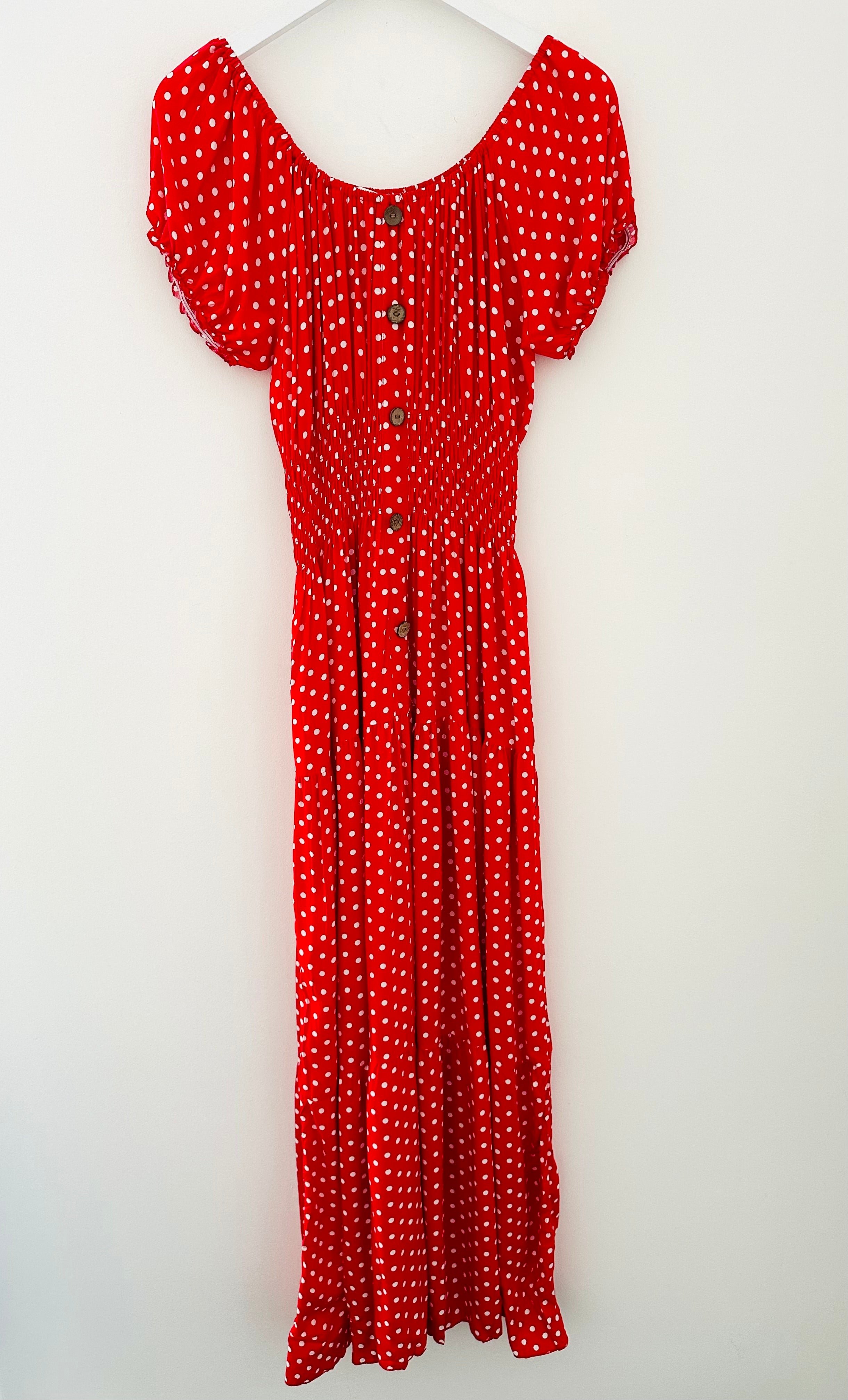 Polkadot Midi Dress in Red