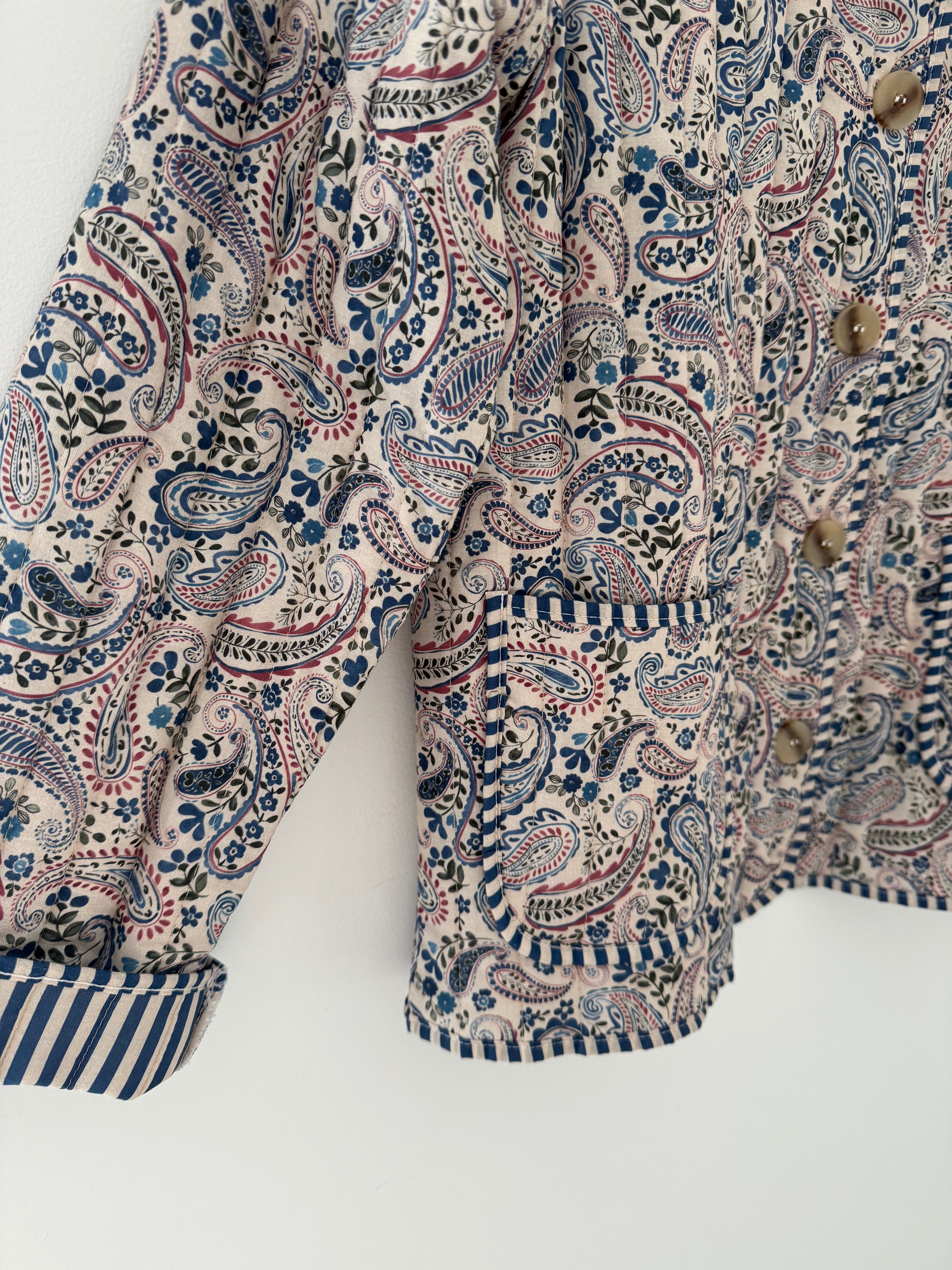 Luxe Quilted Jacket in Blue Paisley
