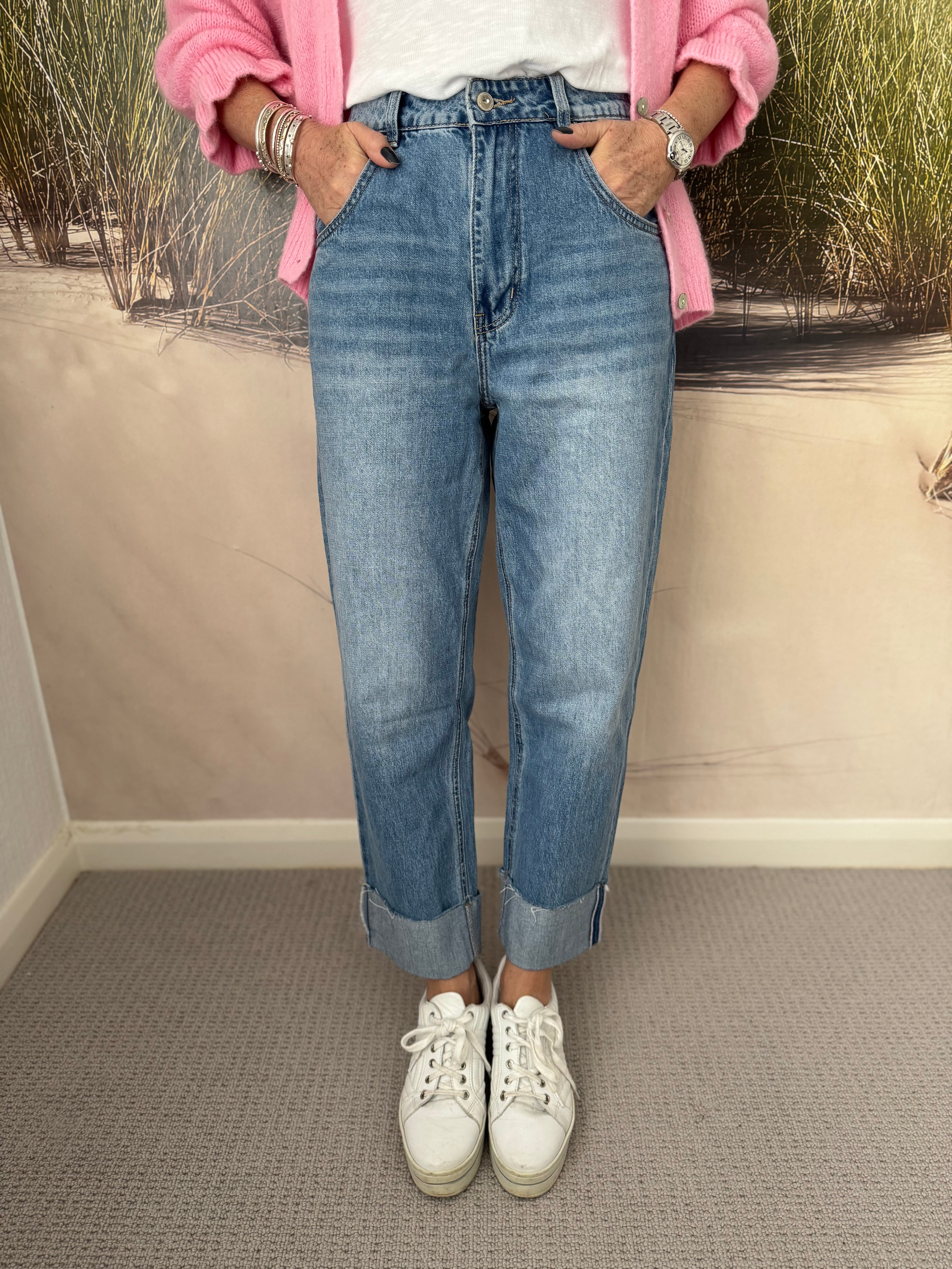 Straight Leg Jeans with Turnups