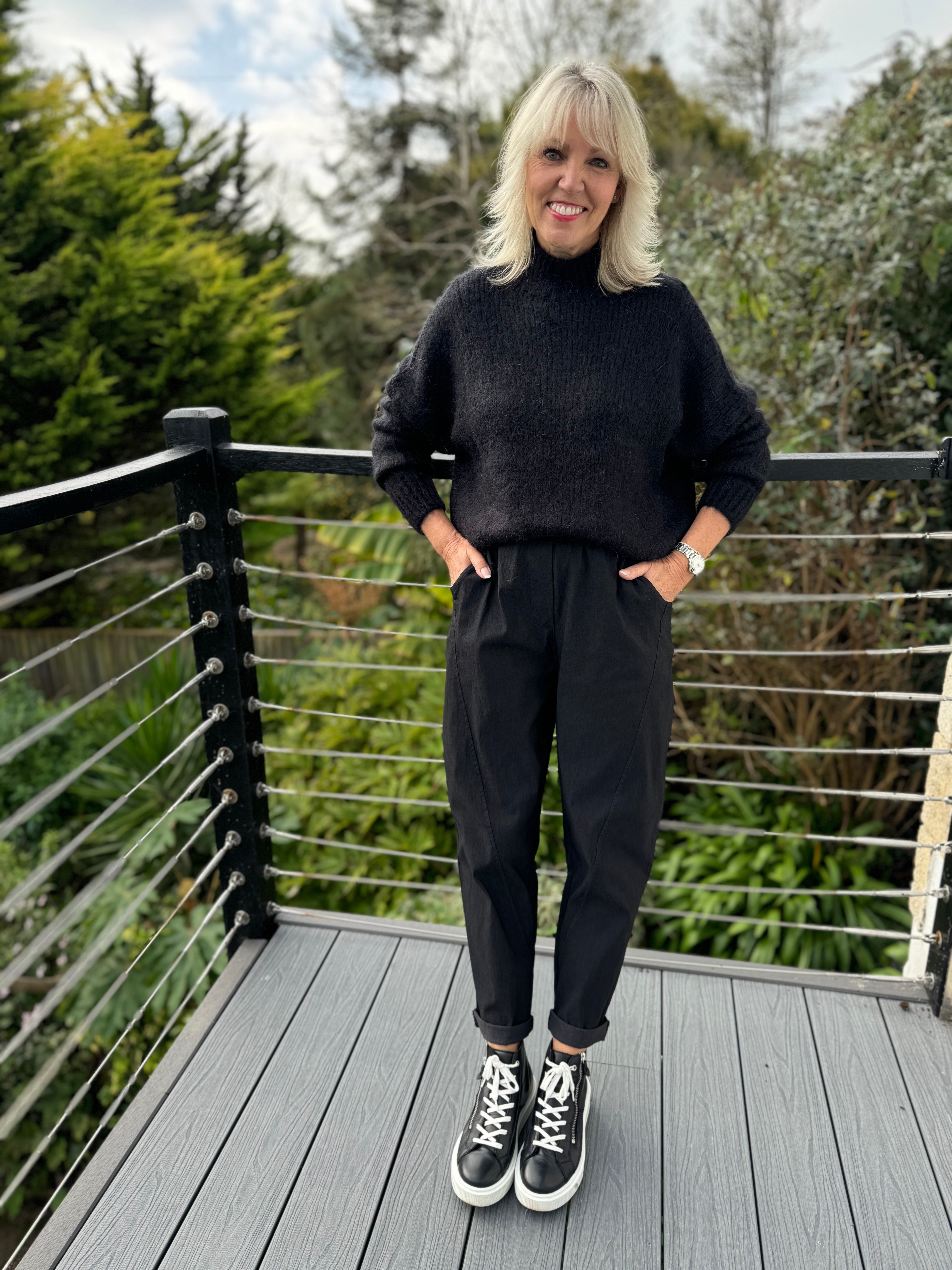 Engineered Boyfriend Joggers in Black